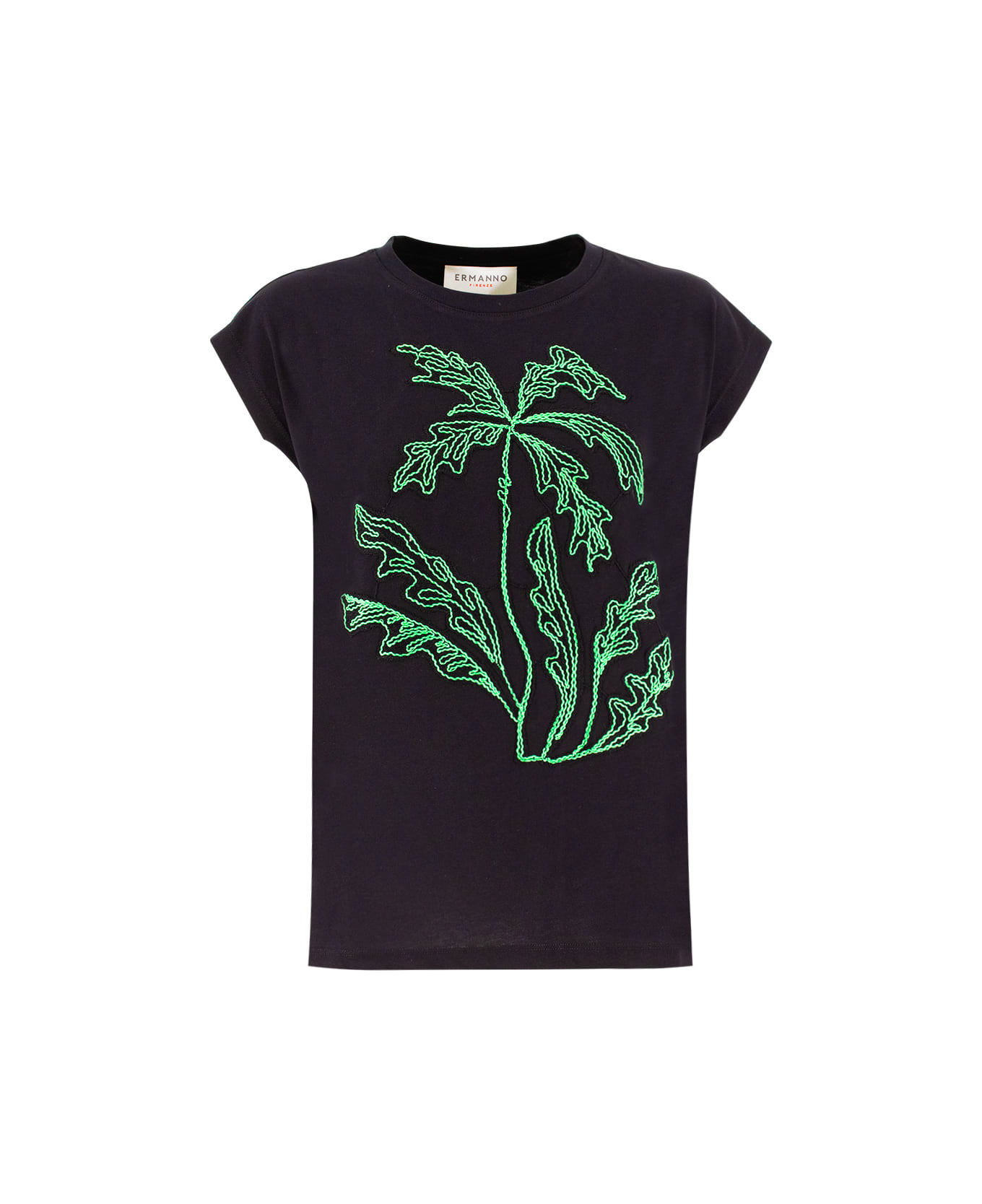 Ermanno Firenze T-shirt - BLACK/GREEN
