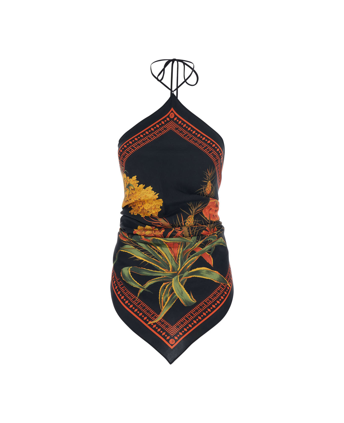 Blumarine Multicolor Top With All-over Floral Print And Knot Closure In Viscose Woman - Multicolor