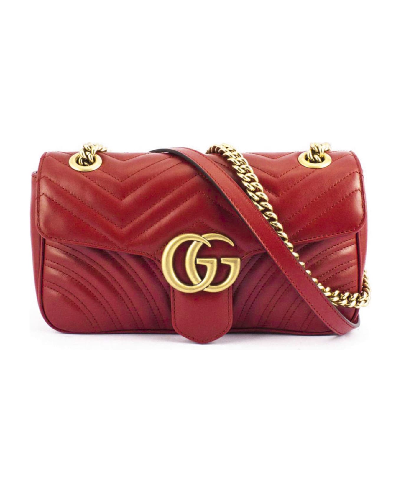 Gucci Gg Marmont Red Matelassè Leather - Rosso