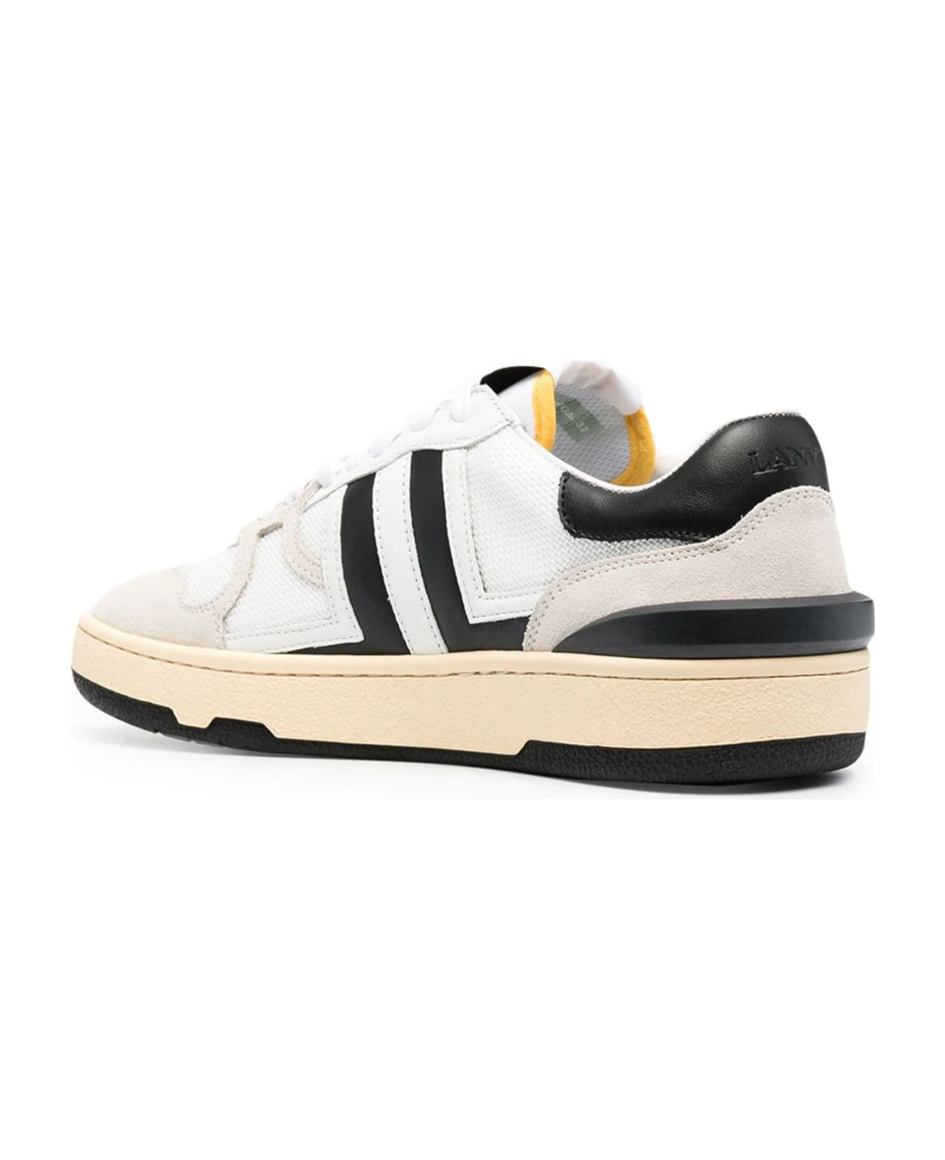 Lanvin White Leather And Mesh Clay Low Top Sneakers - White