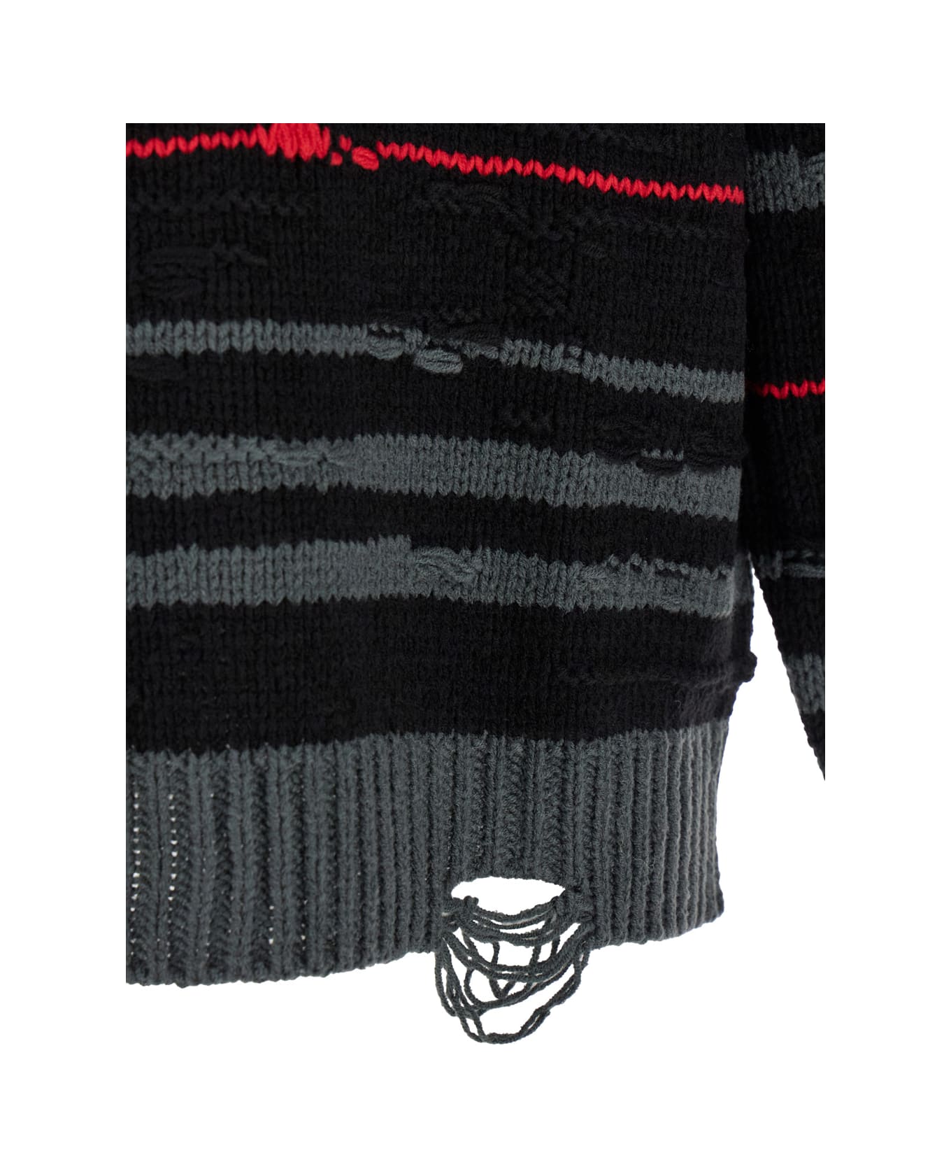 Juun.J Multicolor Striped Sweater With Used Effect In Wool Man - Multicolor