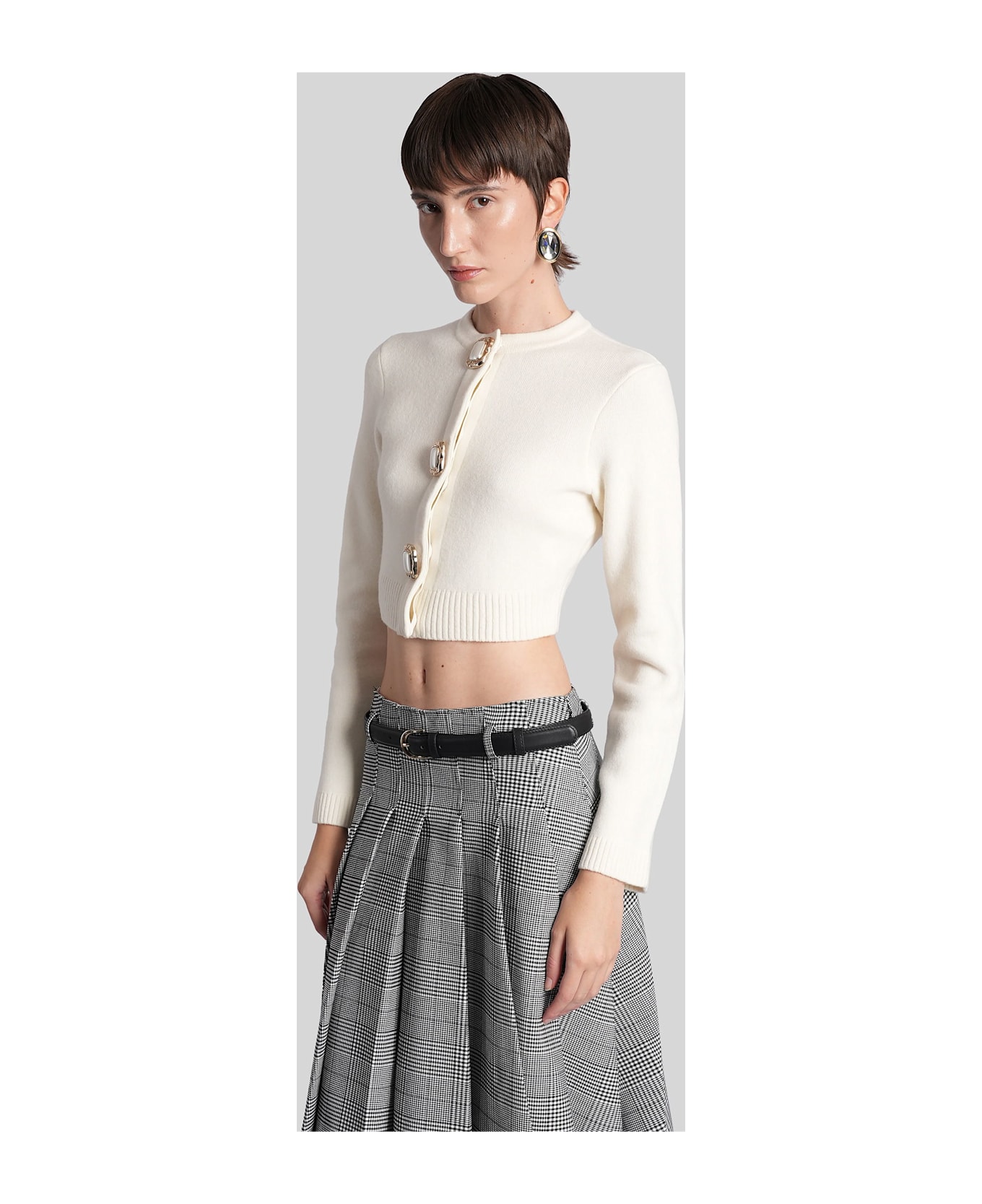 self-portrait Cardigan In Beige Wool - beige