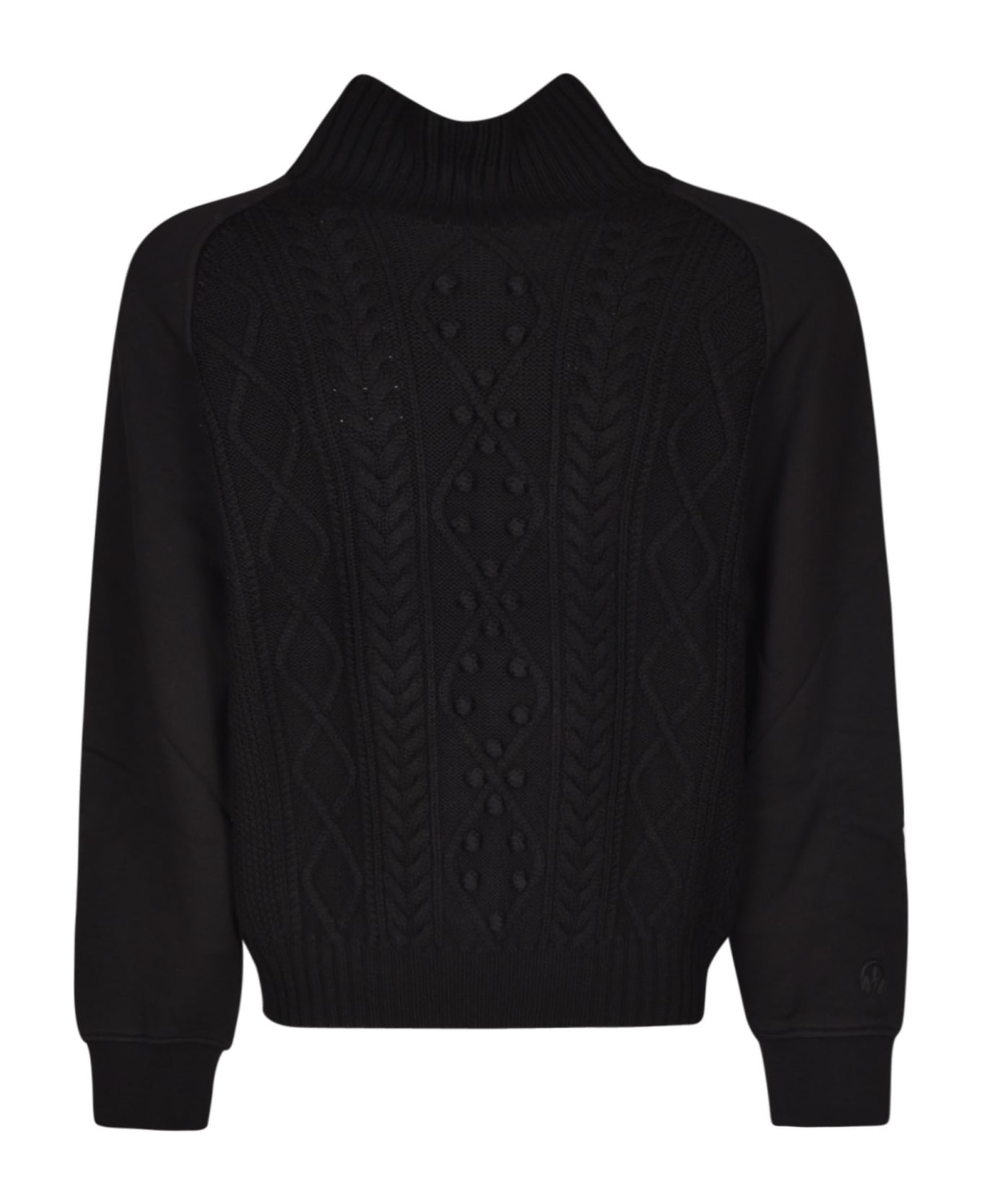 Neil Barrett Hybrid Cable Knit High Neck Sweater - Black