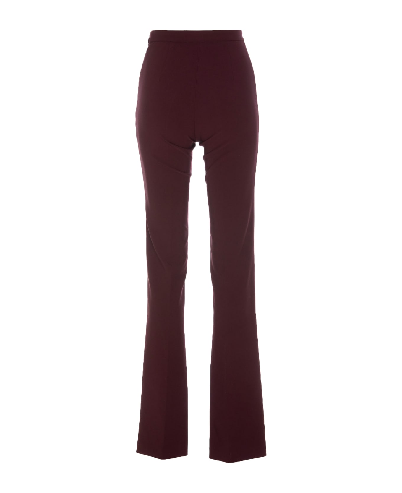 Elisabetta Franchi Palazzo Pants In Crepe Stretch - Burgundy