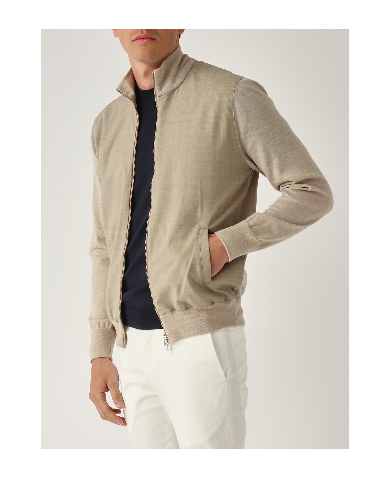 Gran Sasso Cardigan Full-zip In Maglia E Tessuto Cardigan - TORTORA