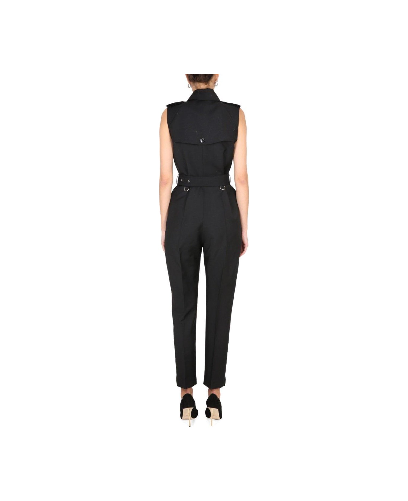Burberry Double Breasted Belted Waist Overalls - BLACK