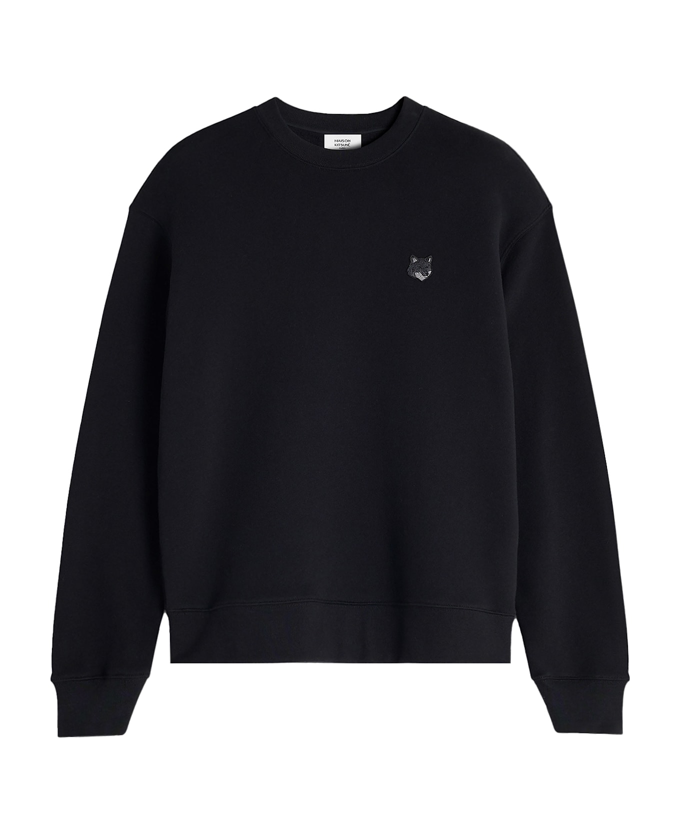 Maison Kitsuné Cotton Sweatshirt With Bold Fox Head Patch - Black
