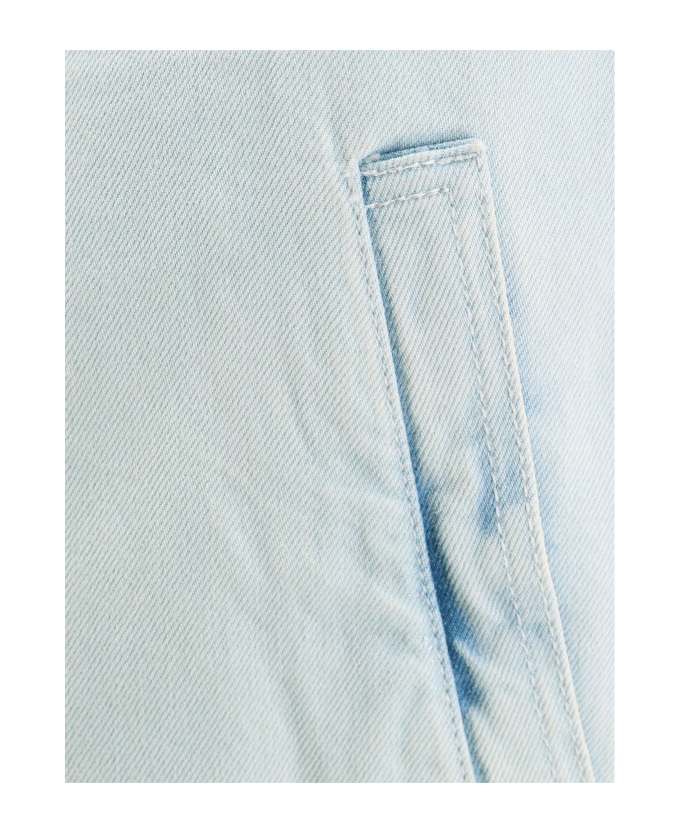 Alaia Round Denim Jacket - BLEU GIVRE