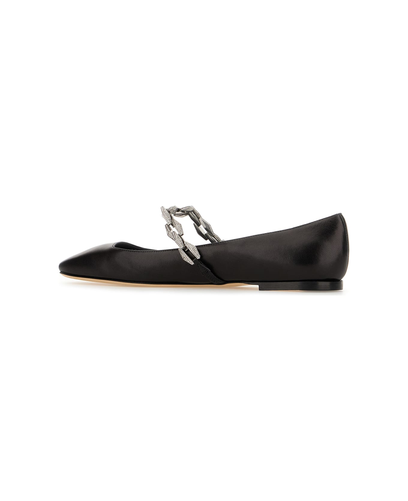 Jimmy Choo Black Leather Tilda Ballerinas - BLACK
