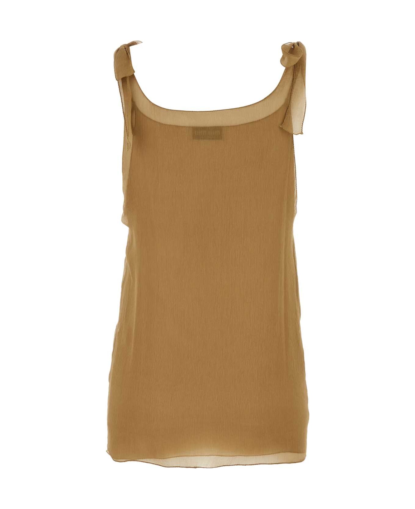 Miu Miu Camel Chiffon Tank Top - BISCOTTO