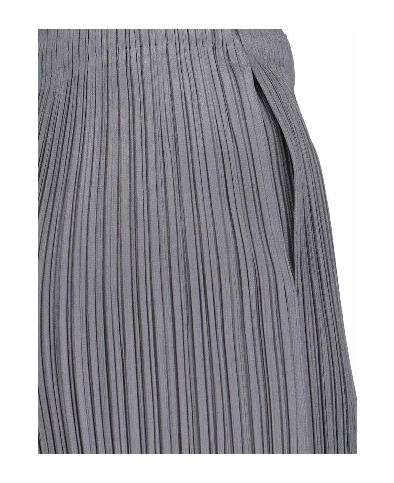 Pleats Please Issey Miyake Pleated Midi Skirt - Gray