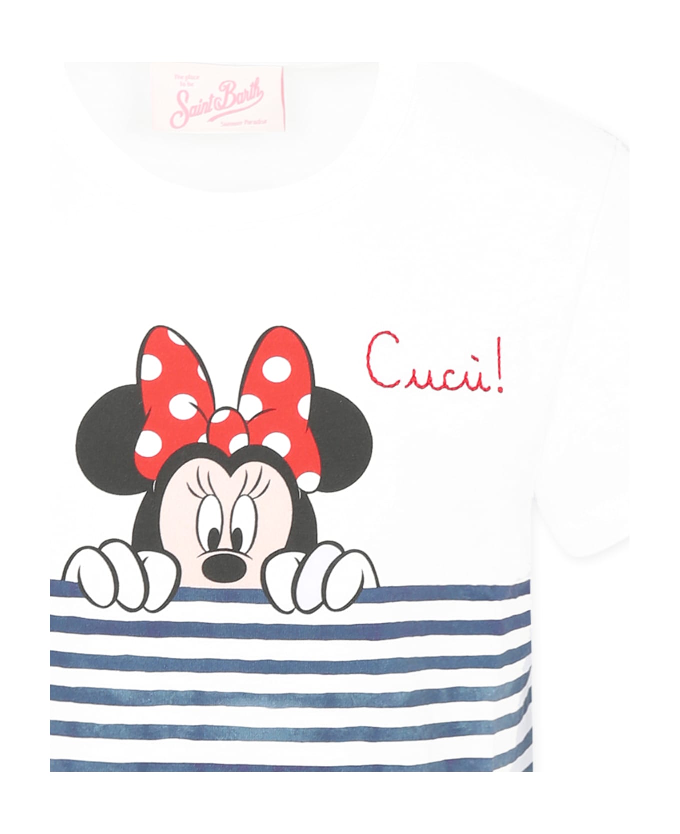MC2 Saint Barth White T-shirt For Girl With Minnie - White