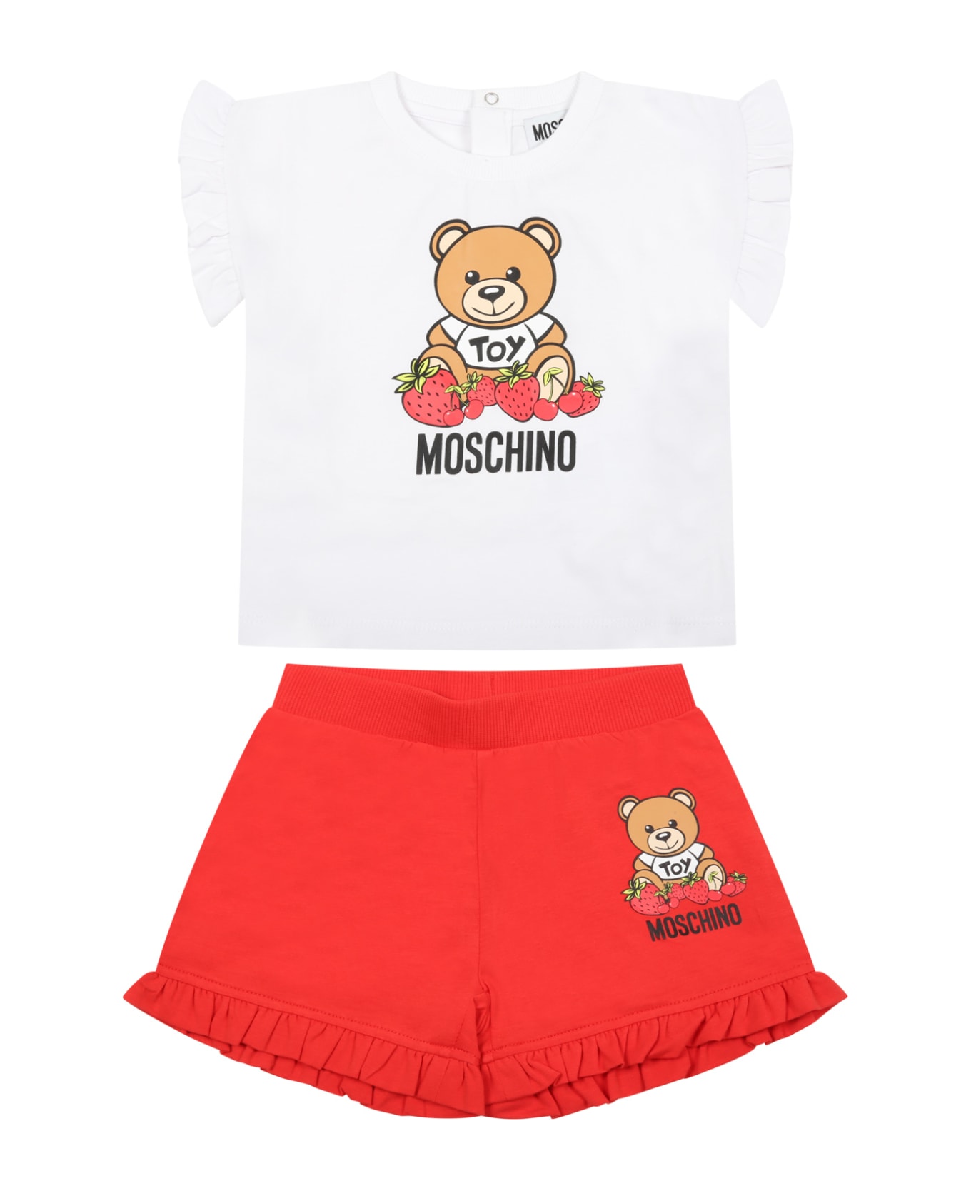 Moschino Multicolor Set For Baby Girl With Teddy Bear - WHITE ボトムス