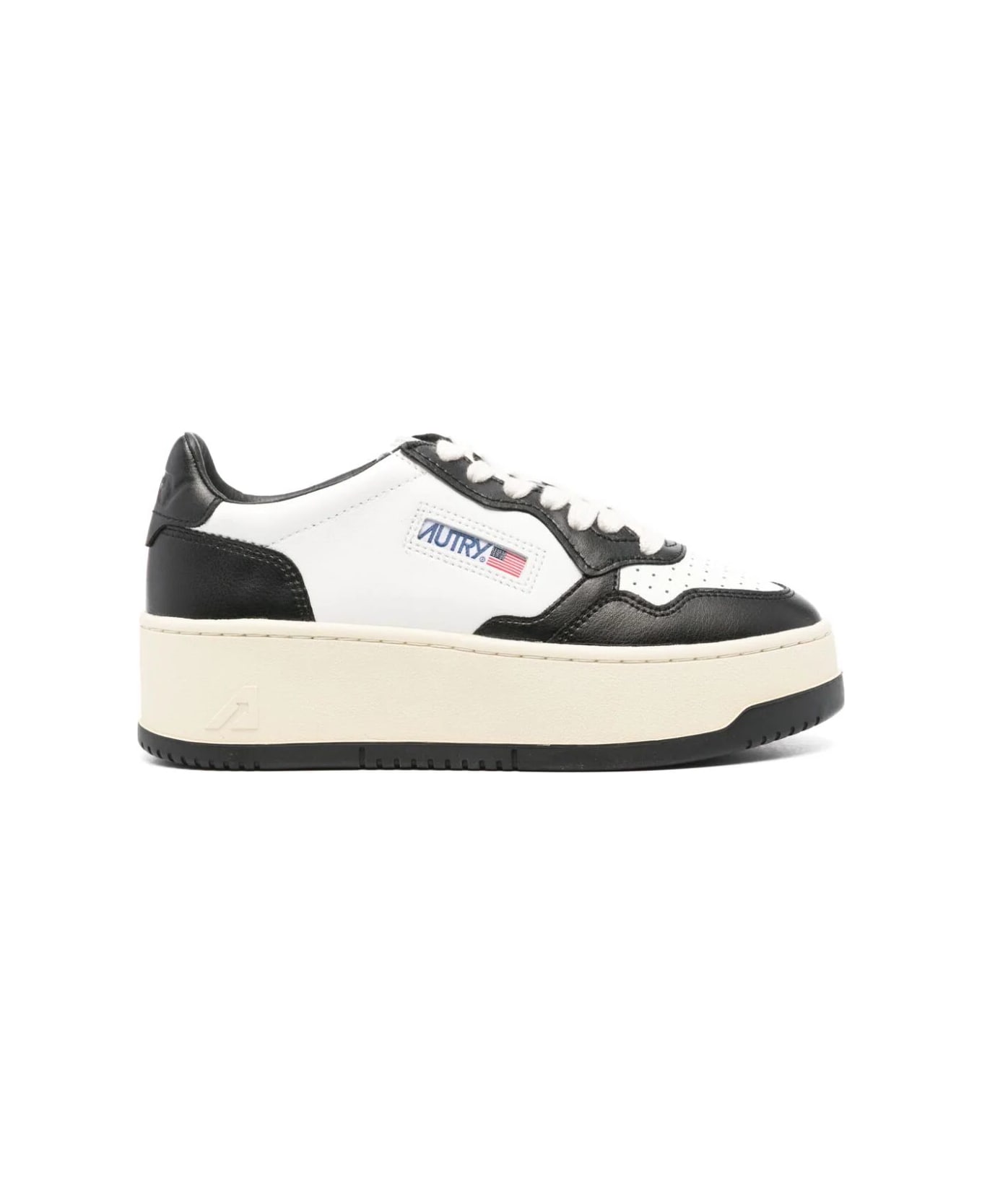 Autry Low Platform Sneakers - White Black ウェッジシューズ