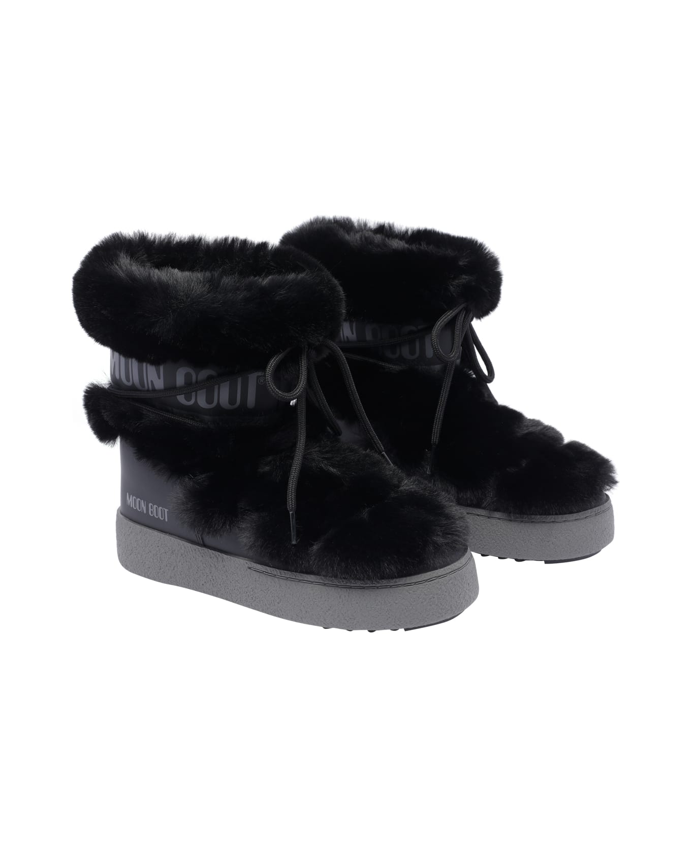 Moon Boot Ltrack Tube Faux Fur Booties - Black