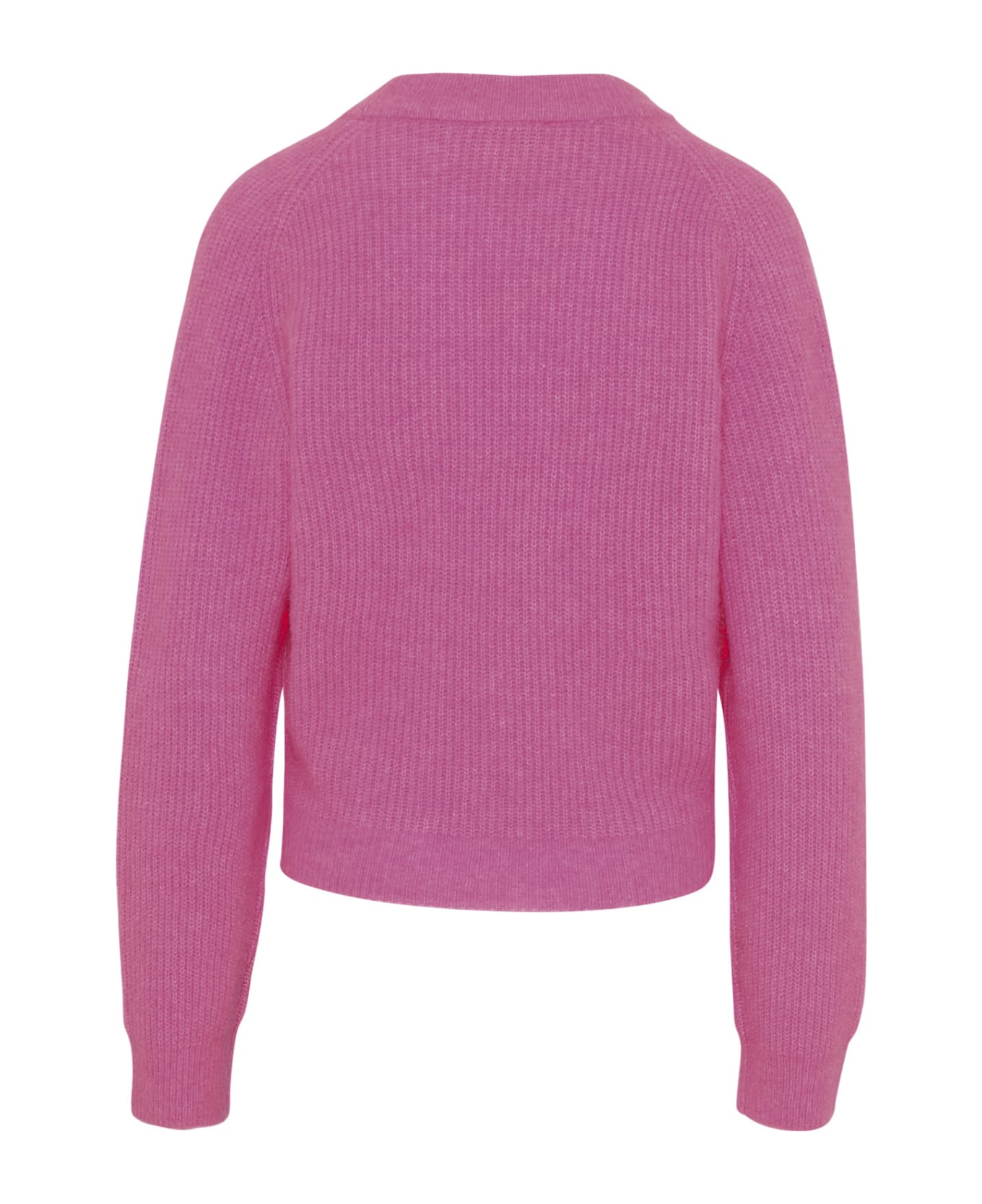 Ganni Pink Merino Wool Blend Cardigan - Pink