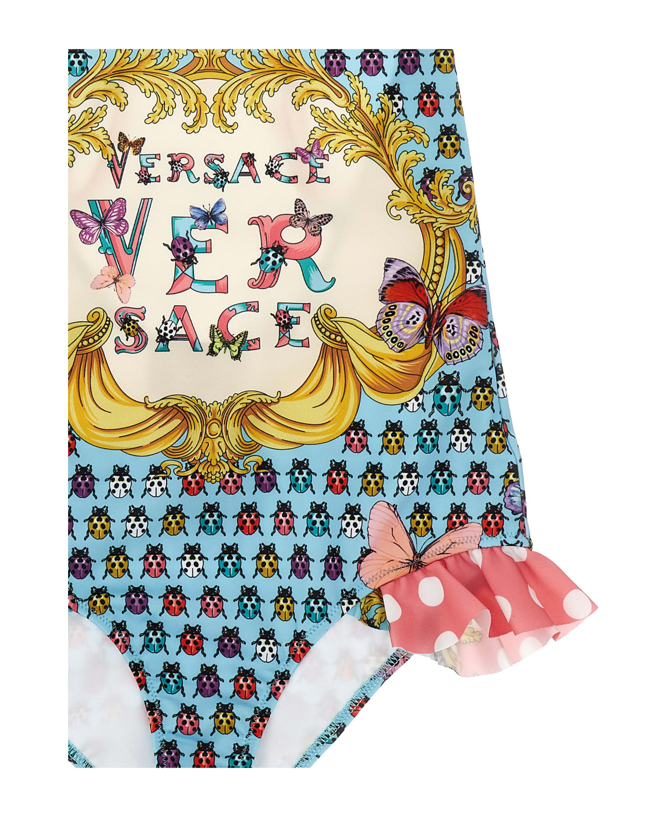 Versace 'heritage Butterflies And Ladybugs Kids' One-piece Swimsuit With La Vacanza Capsule - Pink