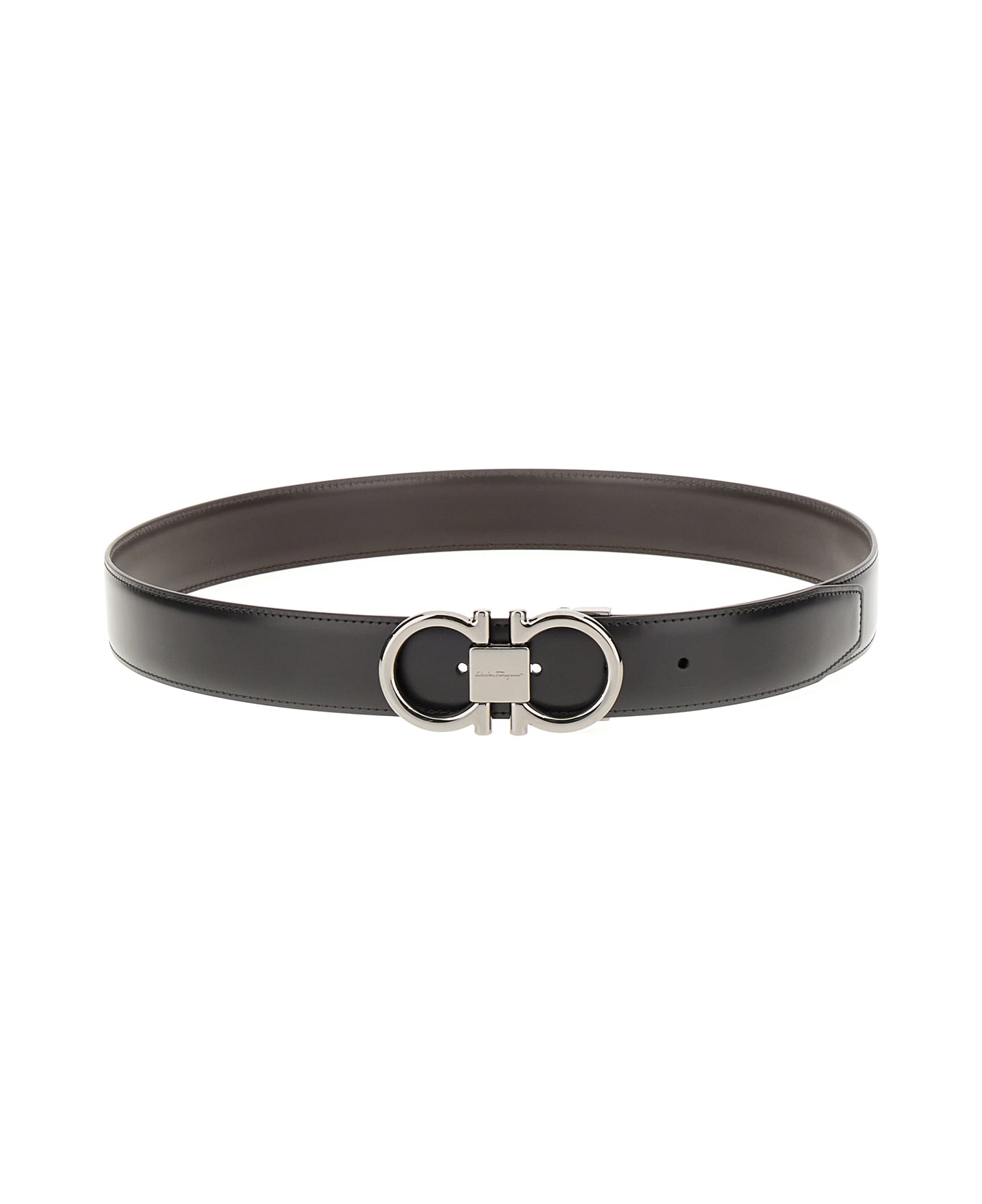 Ferragamo Black Leather Reversible Belt - 004