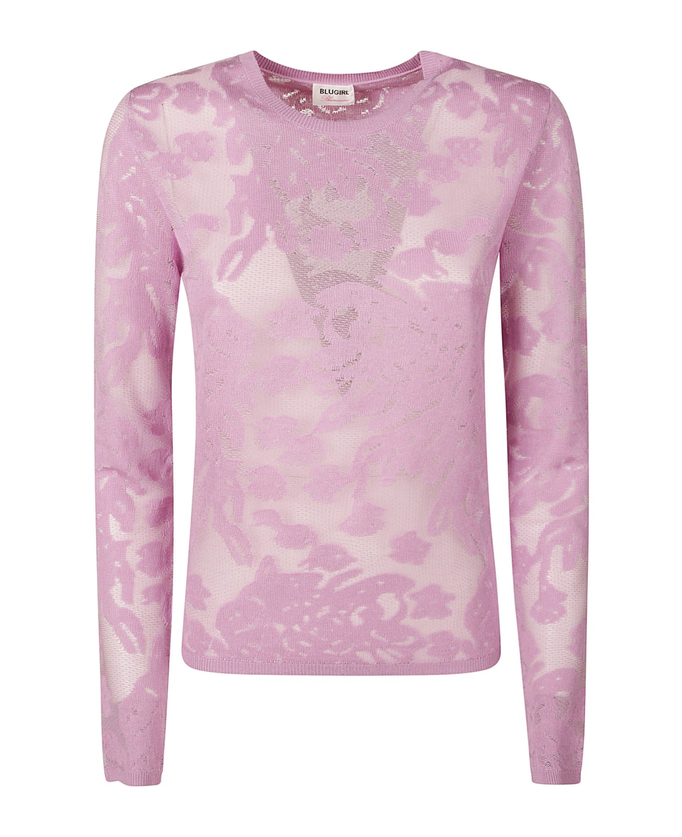 Blugirl Long-sleeved Floral Lace Top - Pink