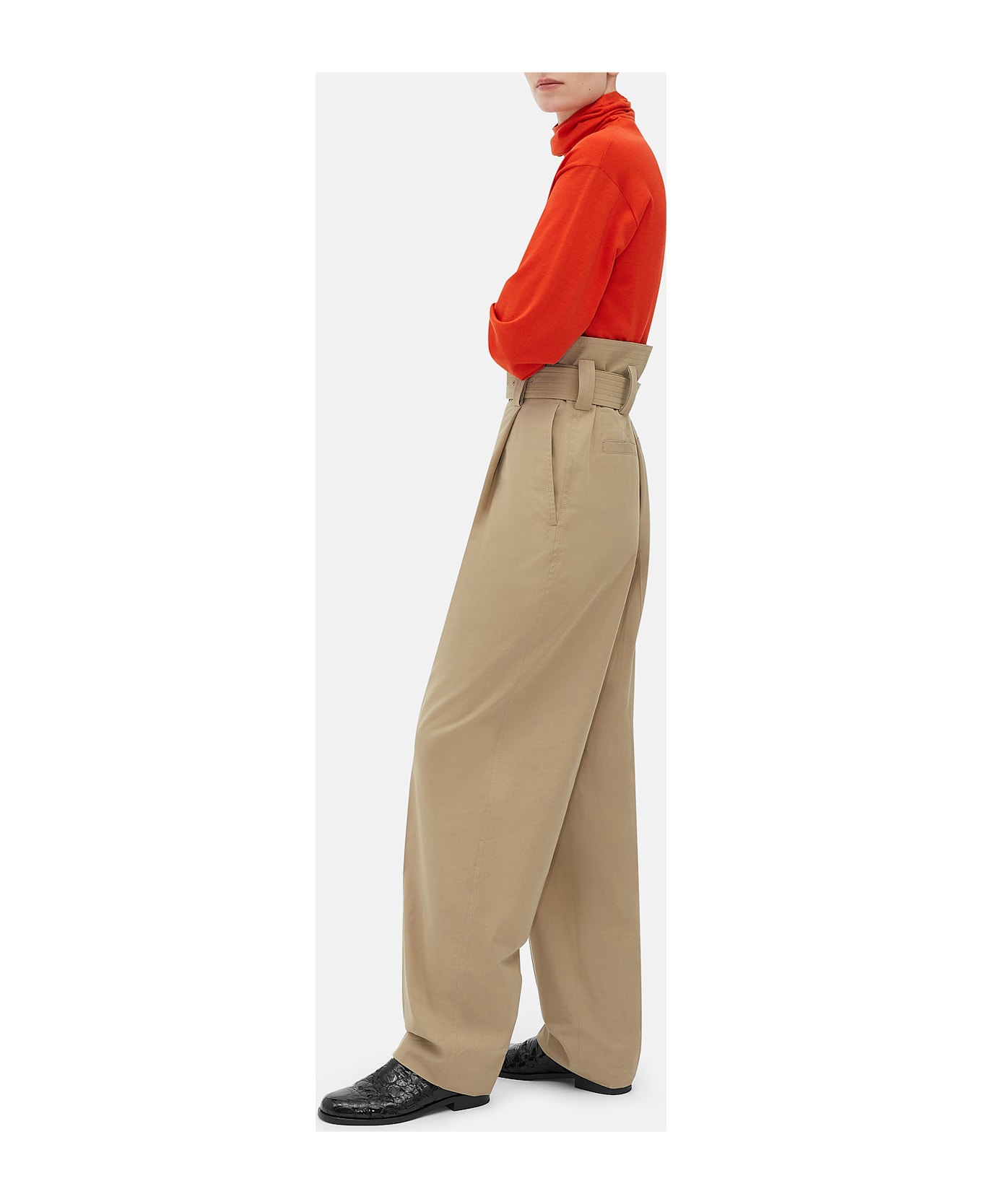 Bottega Veneta Compact Cotton Wide Leg - Beige