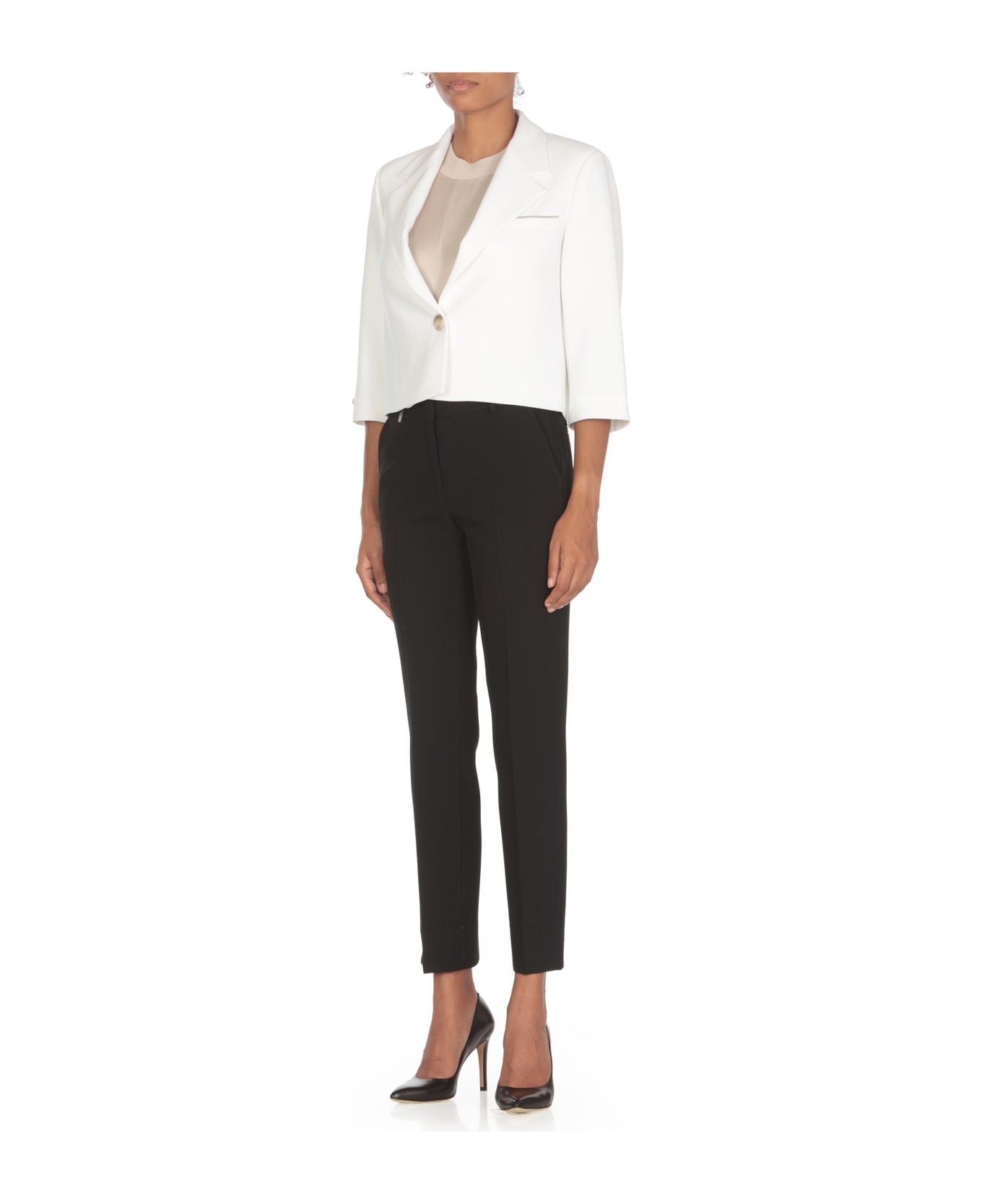 Peserico Viscose Single Breasted Blazer - White