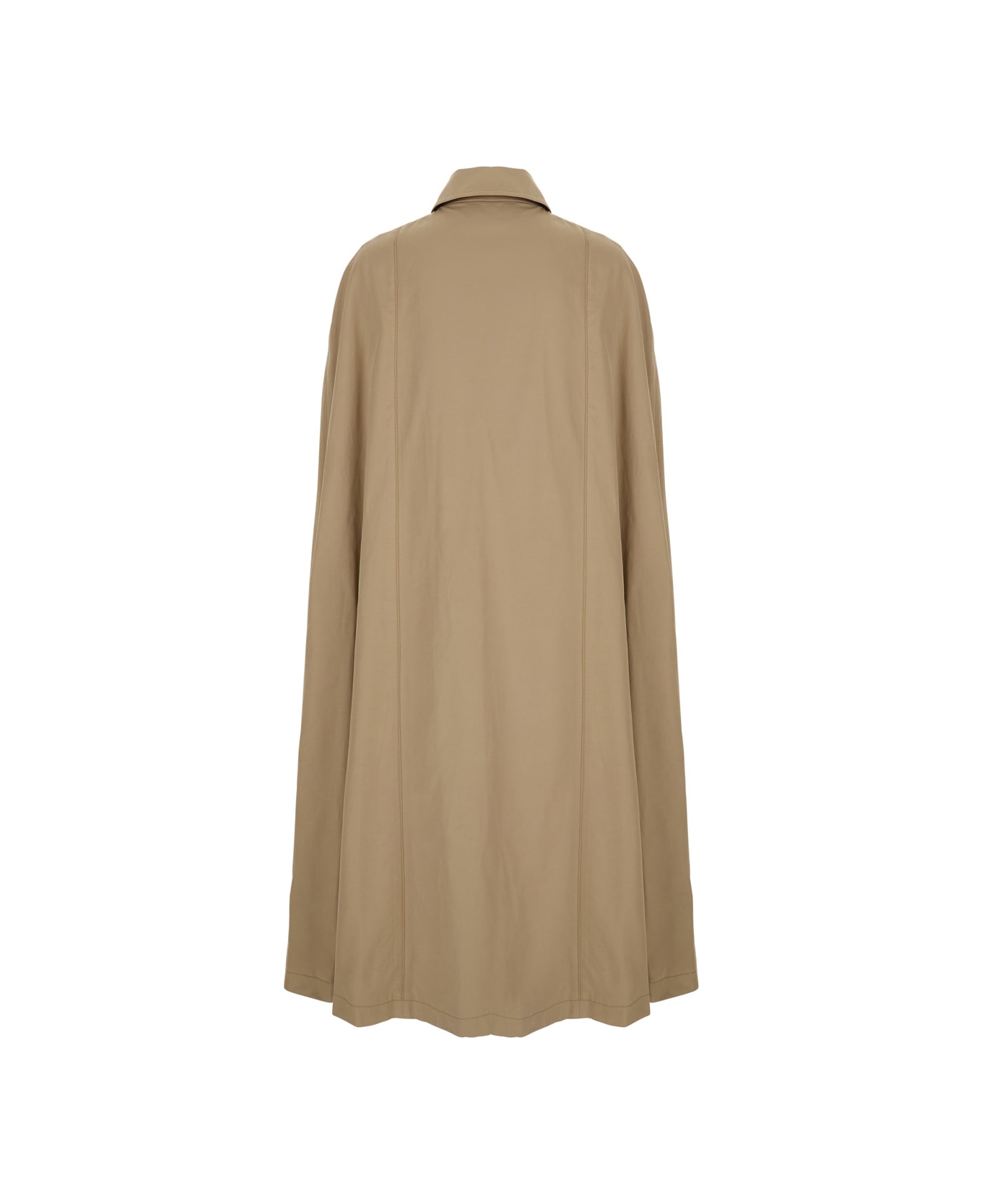 Federica Tosi Beige Cape With Collar And Hidden Closure In Fabric Woman - Beige