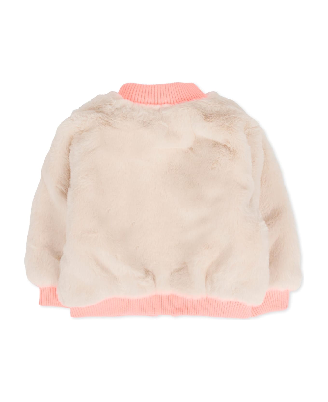 Billieblush Pink Faux Fur Coat For Baby Girl With Heart - Pink