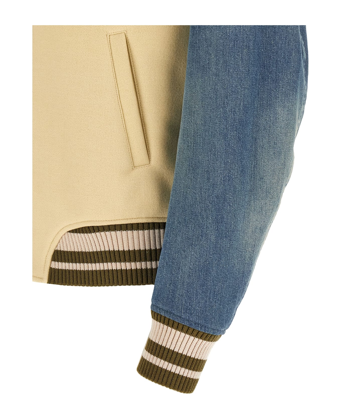 Off-White 'gothic Wool Denim Varsity' Bomber Jacket - Multicolor