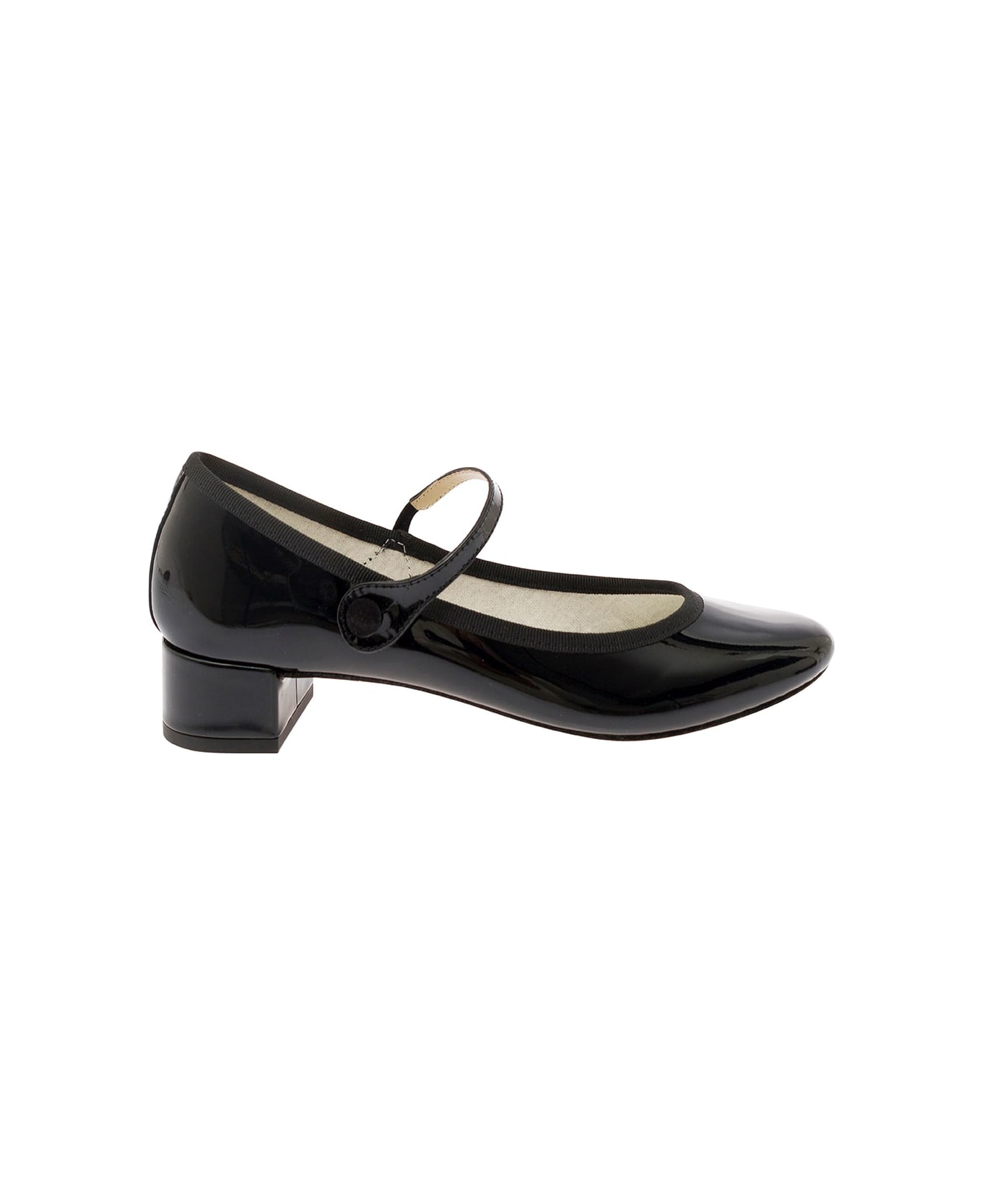 Repetto 'rose' Black Mary Janes With Strap In Patent Leather Woman - Black