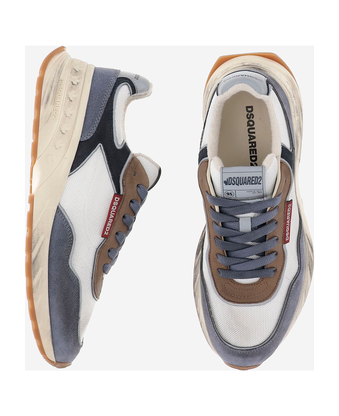 Dsquared2 Mesh And Leather Sprinter Sneakers With Logo - Red