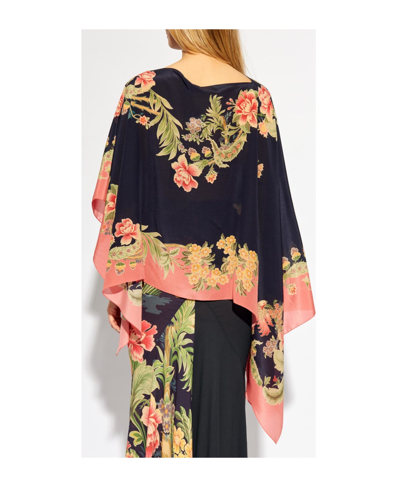 Etro Silk Poncho - Stampa f.do blu