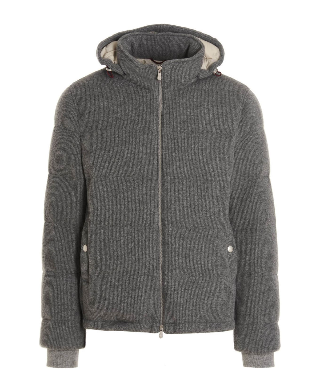 Brunello Cucinelli Ribbed Cashmere Down Jacket - Gray
