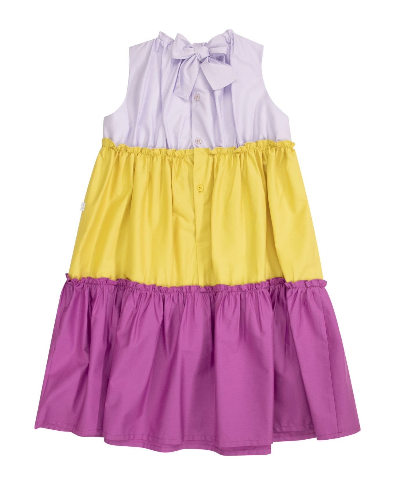 Il Gufo Sleeveless Dress With Ruffles - Lilac/yellow