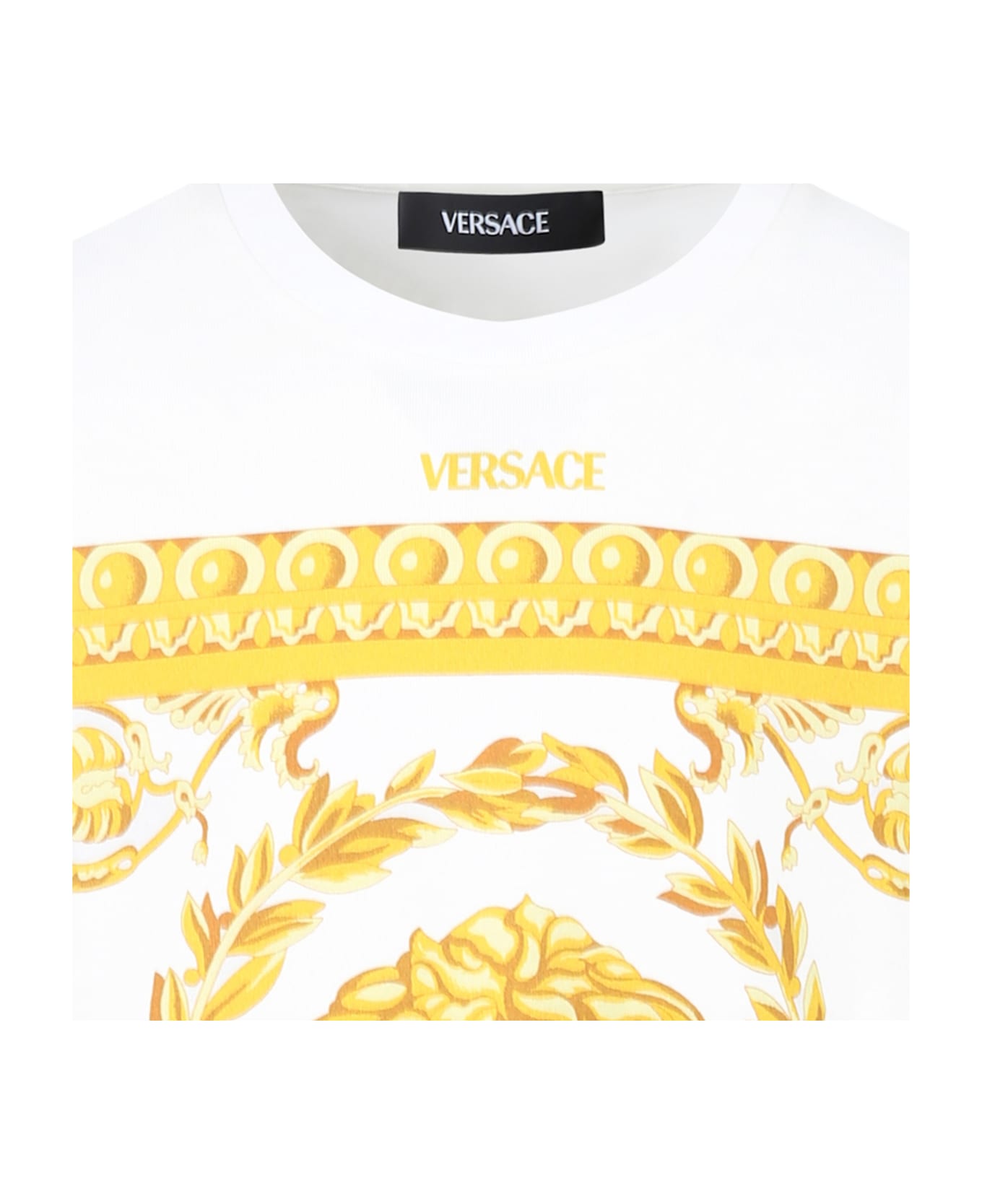 Versace White T-shirt For Kids With Logo - White