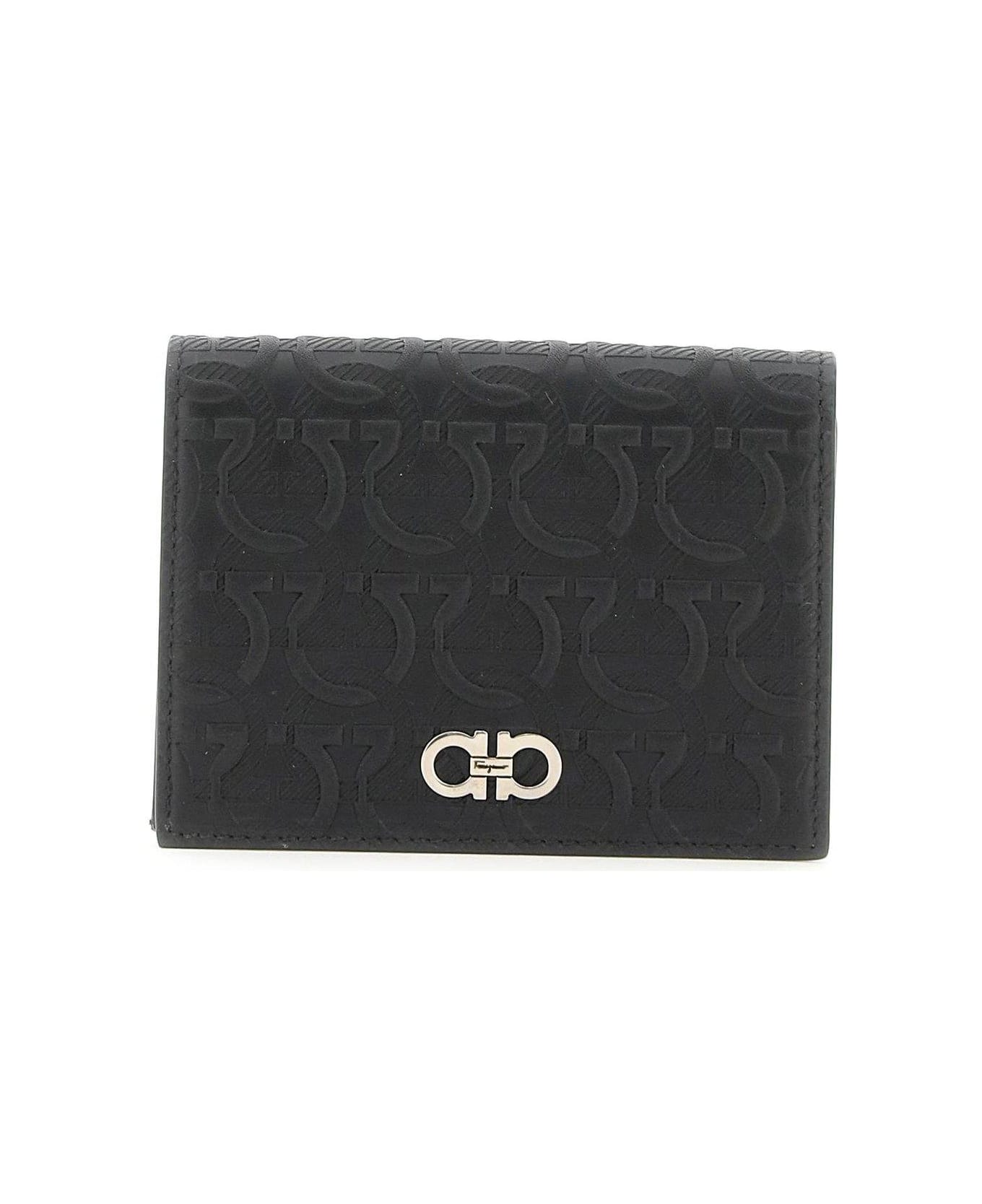 Ferragamo Logo Plaque Embossed Wallet - Black 財布