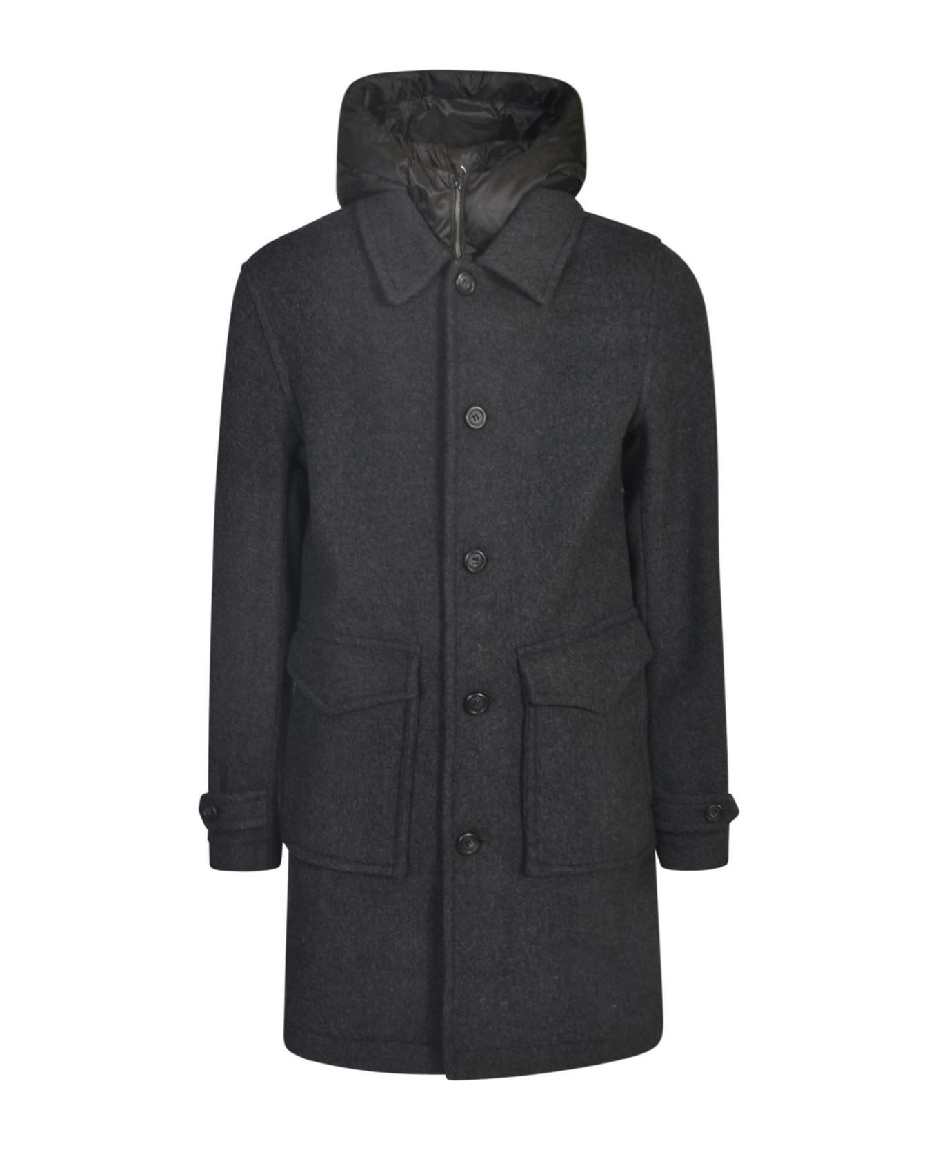 Woolrich Buttoned Cargo Parka - Charcoal