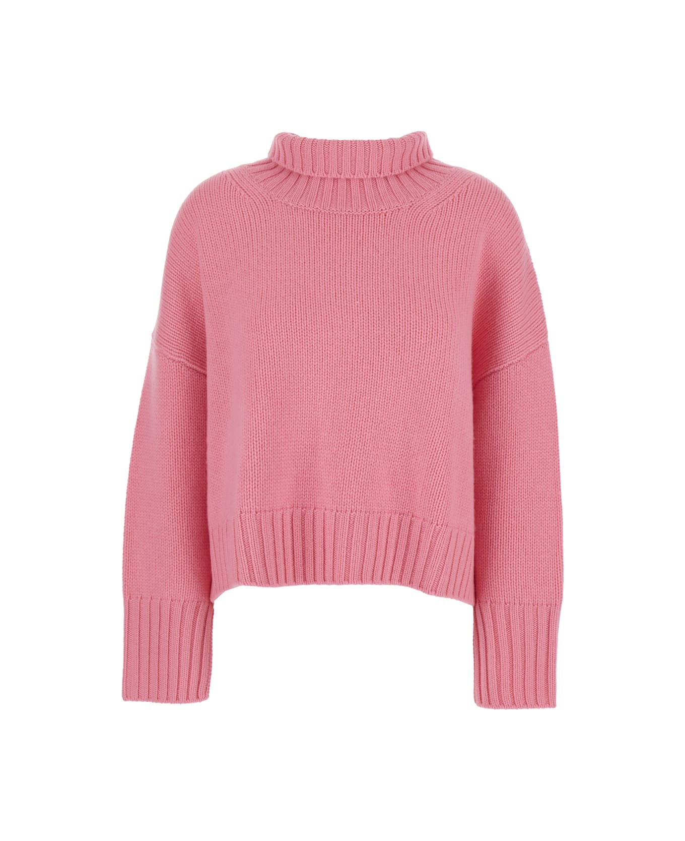 Goat 
girlfriend
 Pink Turtleneck Sweater With Ribbed Trims In Cashmere Woman - Pink