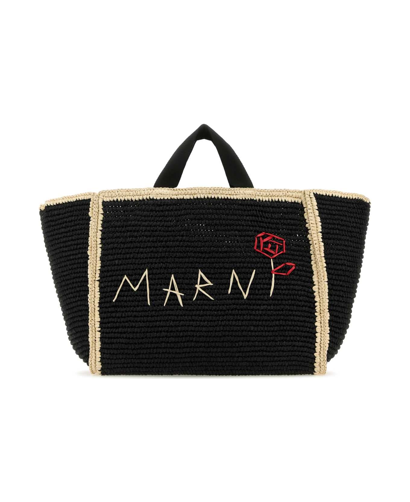 Marni Black Raffia Shopping Bag - ZO762