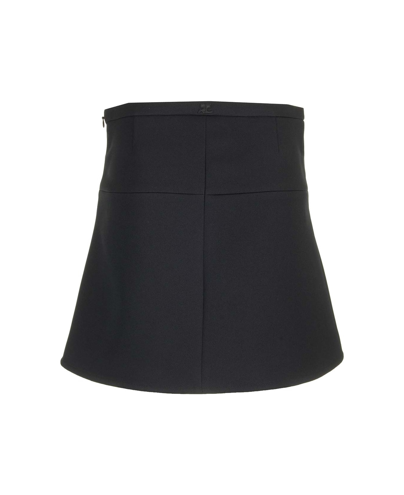 Courrèges 'ellipse' Mini Skirt In Black Twill - Black