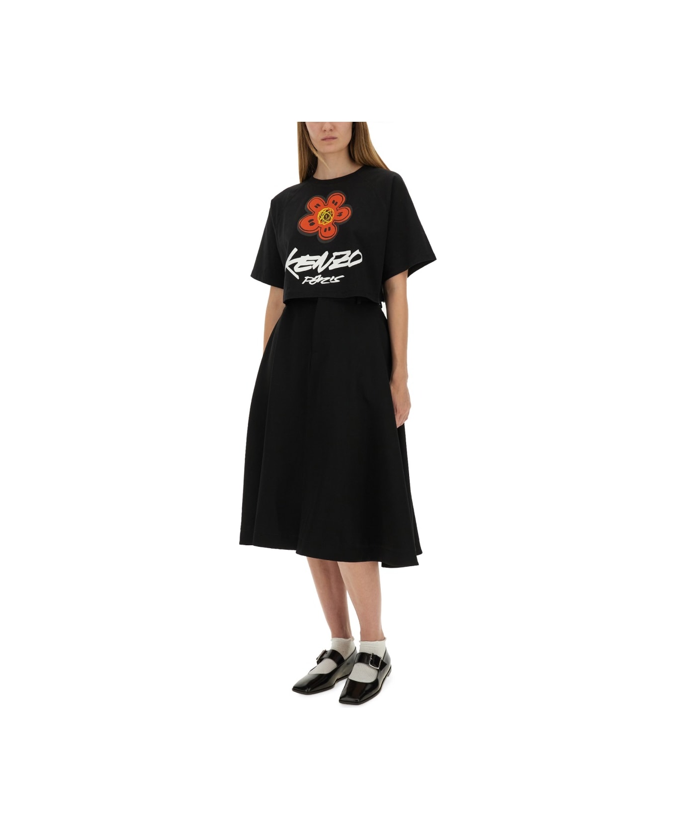 Kenzo Cropped T-shirt "futura" - BLACK