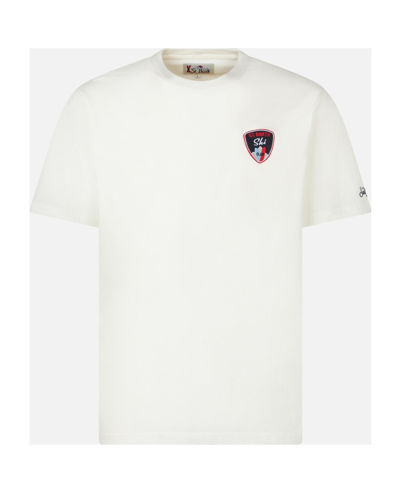 MC2 Saint Barth Man Heavy Cotton T-shirt With St. Barth Ski Patch - WHITE