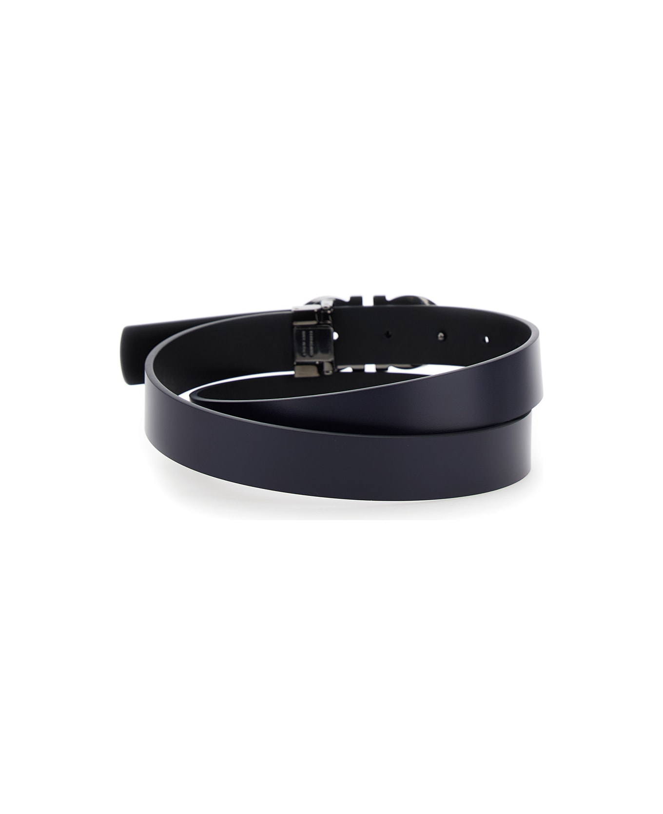 Ferragamo Black And Blue Reversible Belt With Gancini Buckle In Leather Man - blue