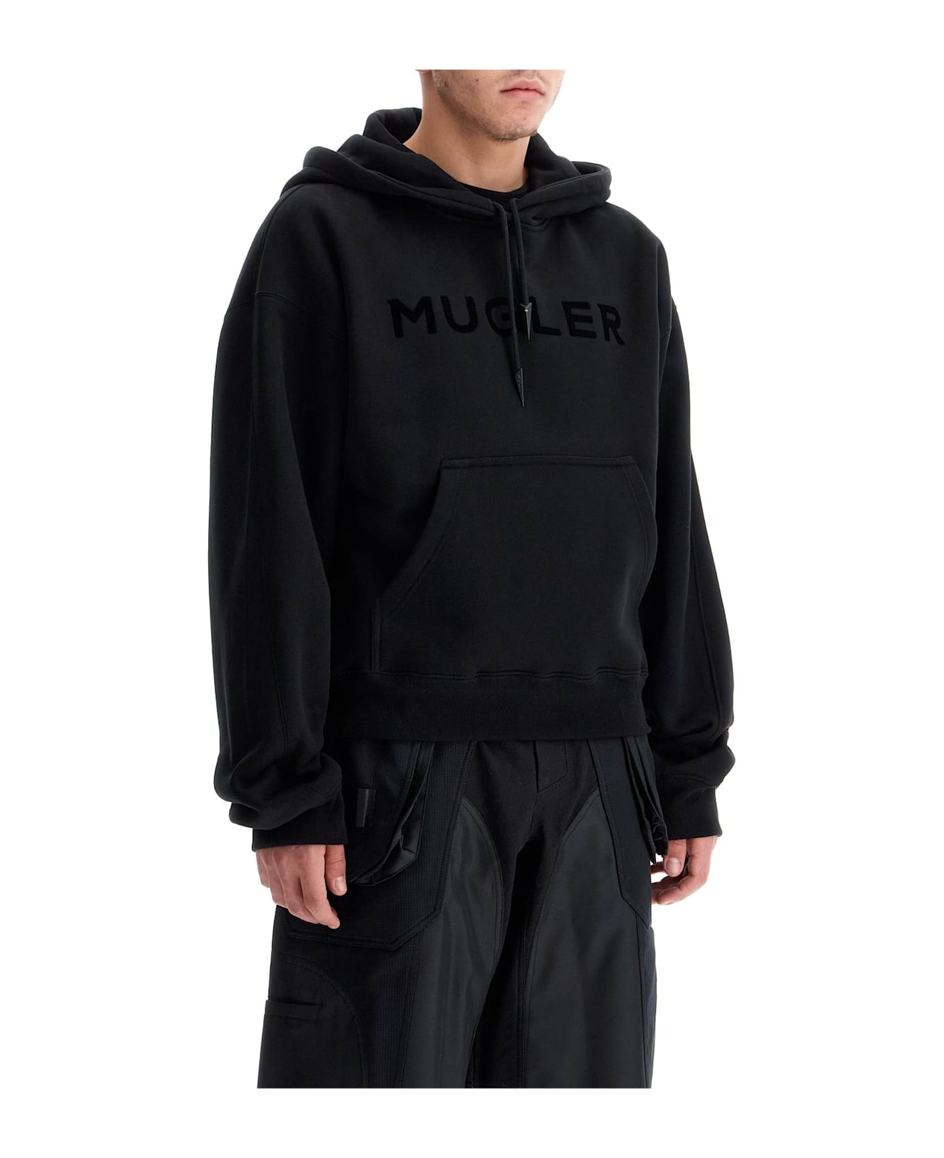 Mugler Fleece Sweatshirt With - BLACK (Black)