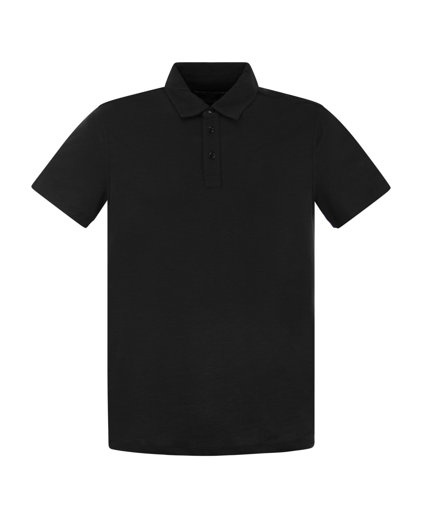 Majestic Filatures Short-sleeved Polo Shirt In Lyocell - Black