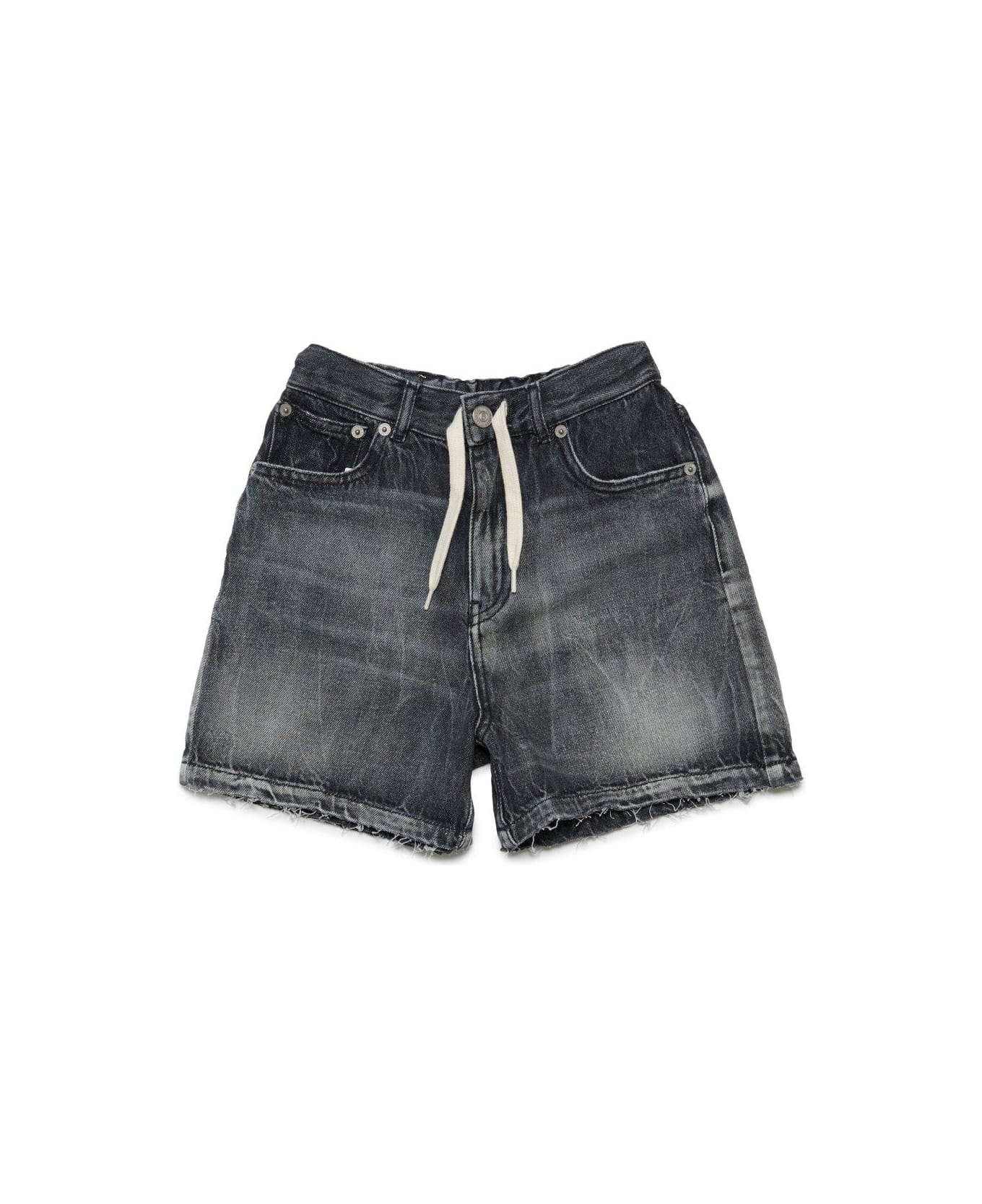 MM6 Maison Margiela Drawstring Waist Denim Shorts - Nero