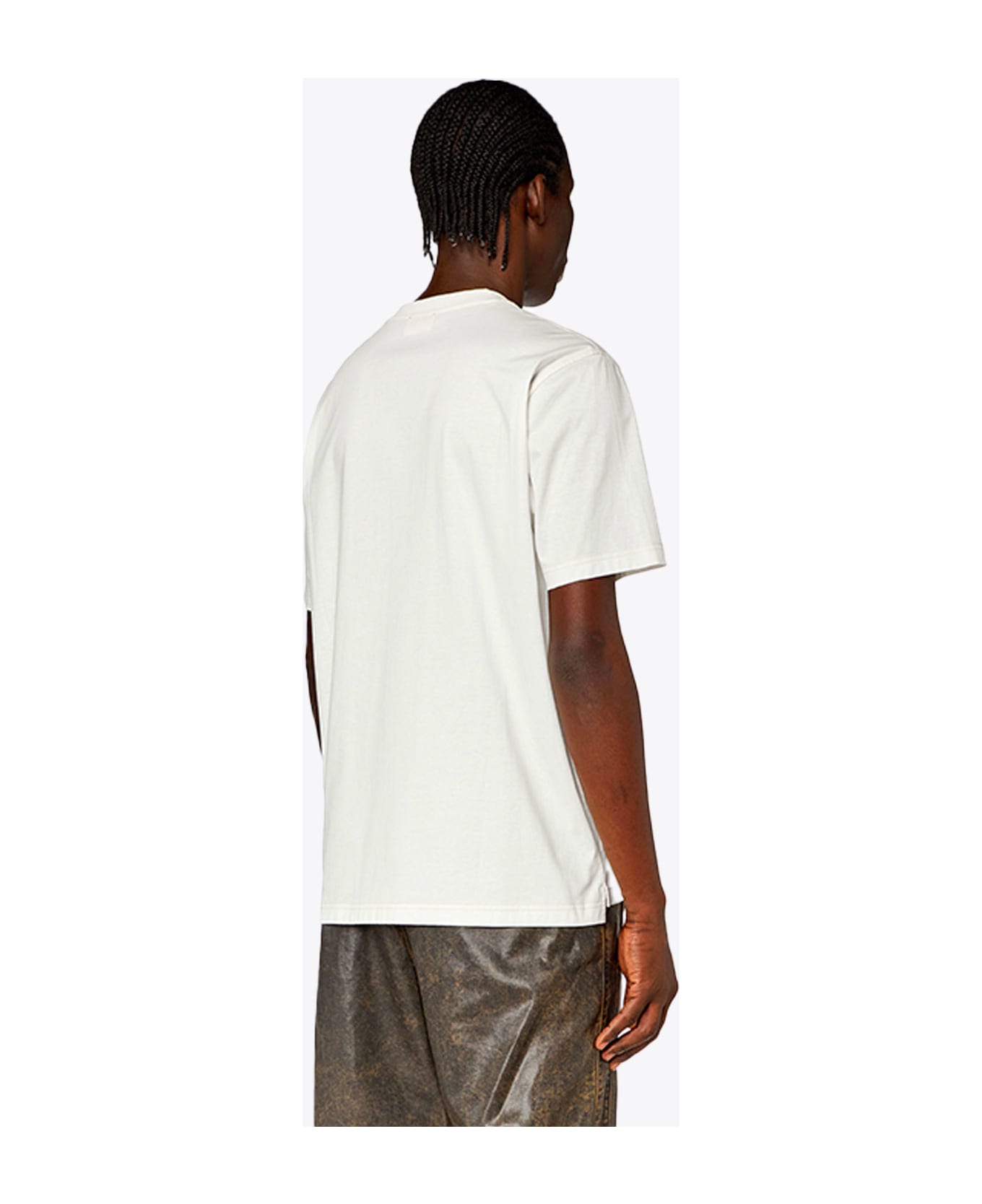 Diesel T-must-slits-n2 White Cotton T-shirt With Tonal Print - T Must Slits N2 シャツ