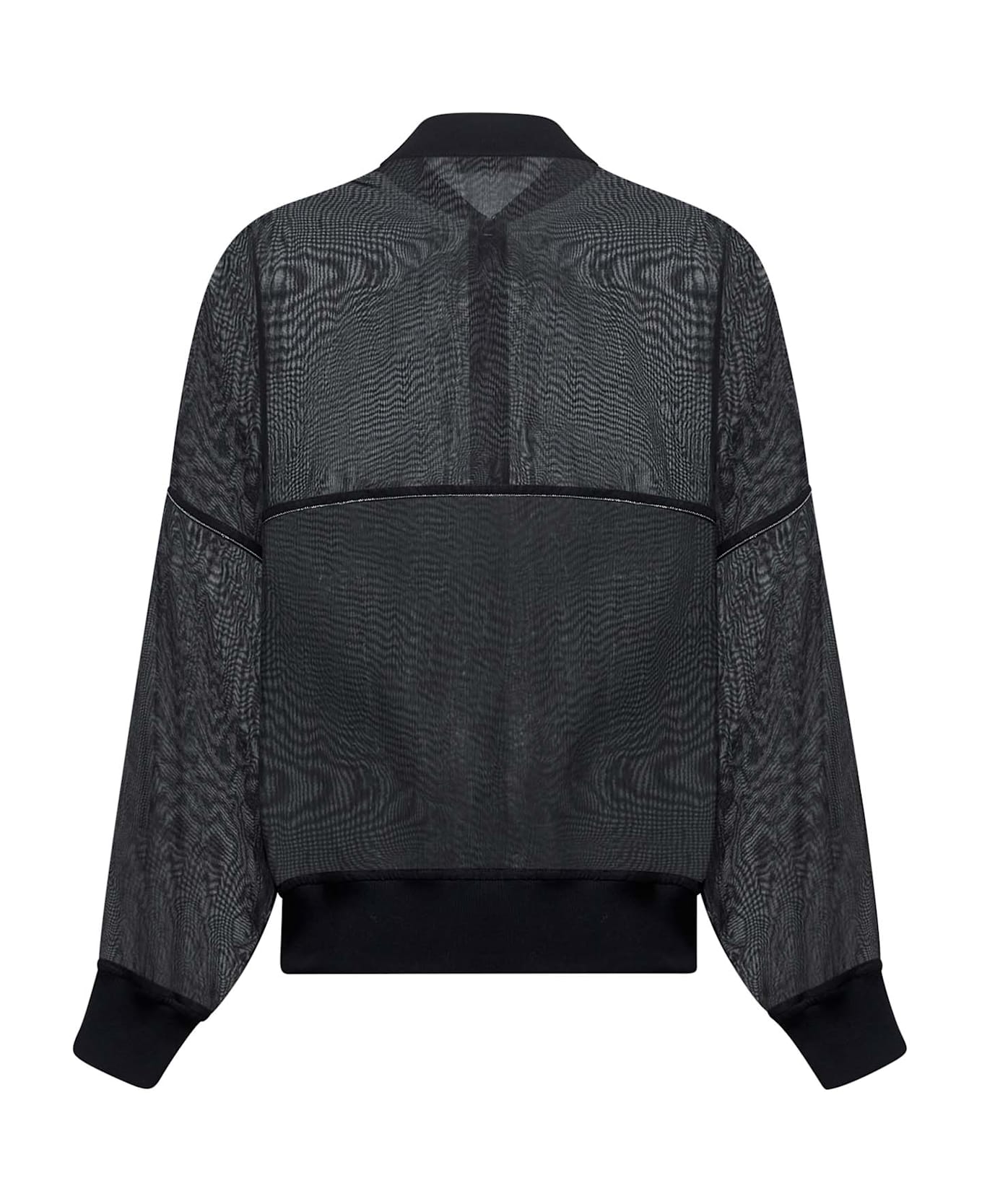 Brunello Cucinelli Bomber Jacket Embellished With Monili - Black