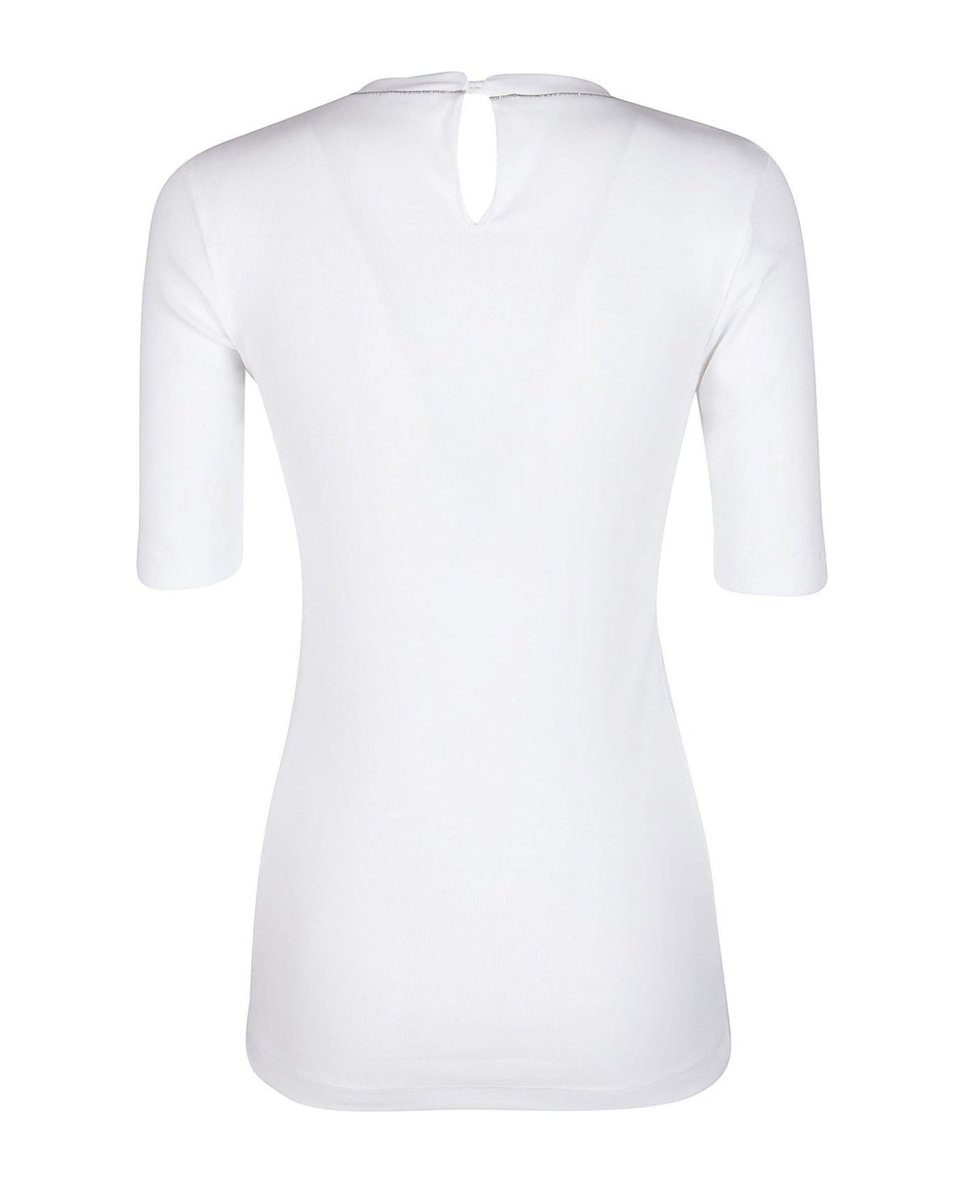 Brunello Cucinelli Embellished Collar T-shirt - Bianco