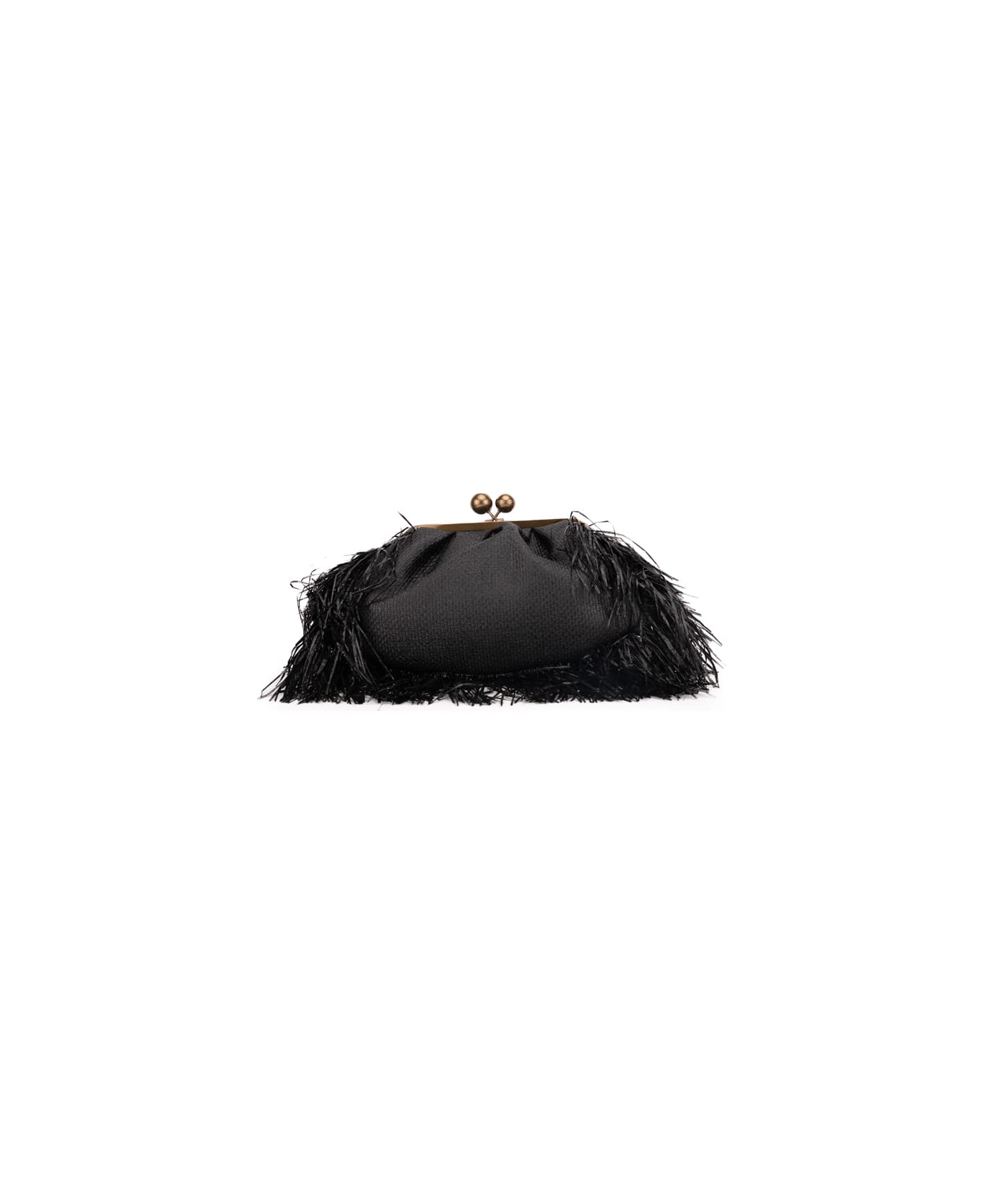 Weekend Max Mara Pasticcino Bag Raffia Effect With Fringes - Nero