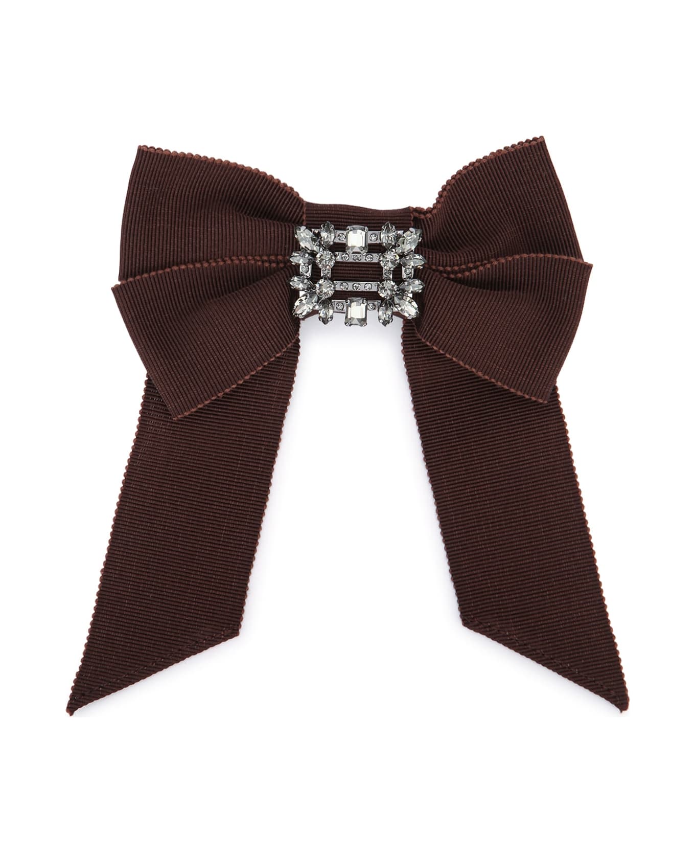 Roger Vivier Rv Broche Hairclip Ribbon - MARRONE
